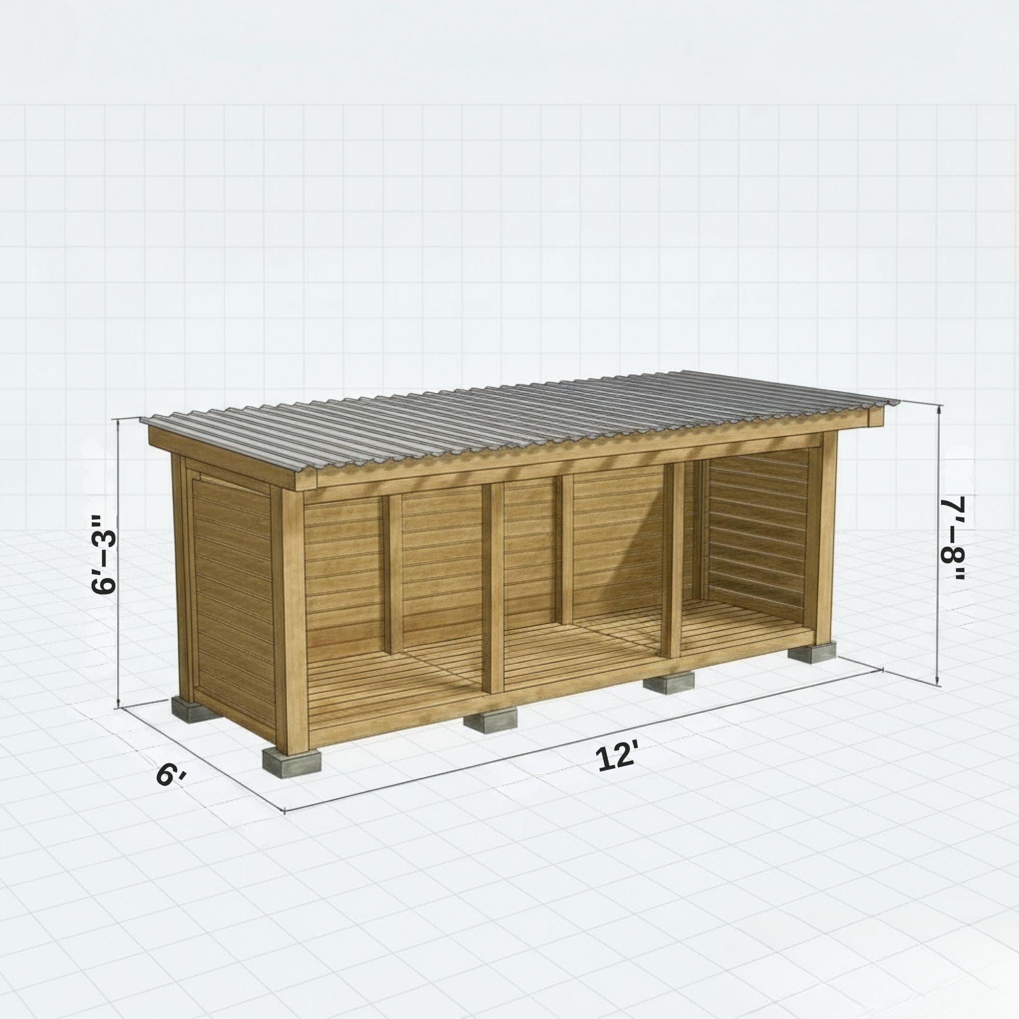 6x12 Firewood Shed Plans: DIY Sloped Roof Woodshed (PDF Download) 4