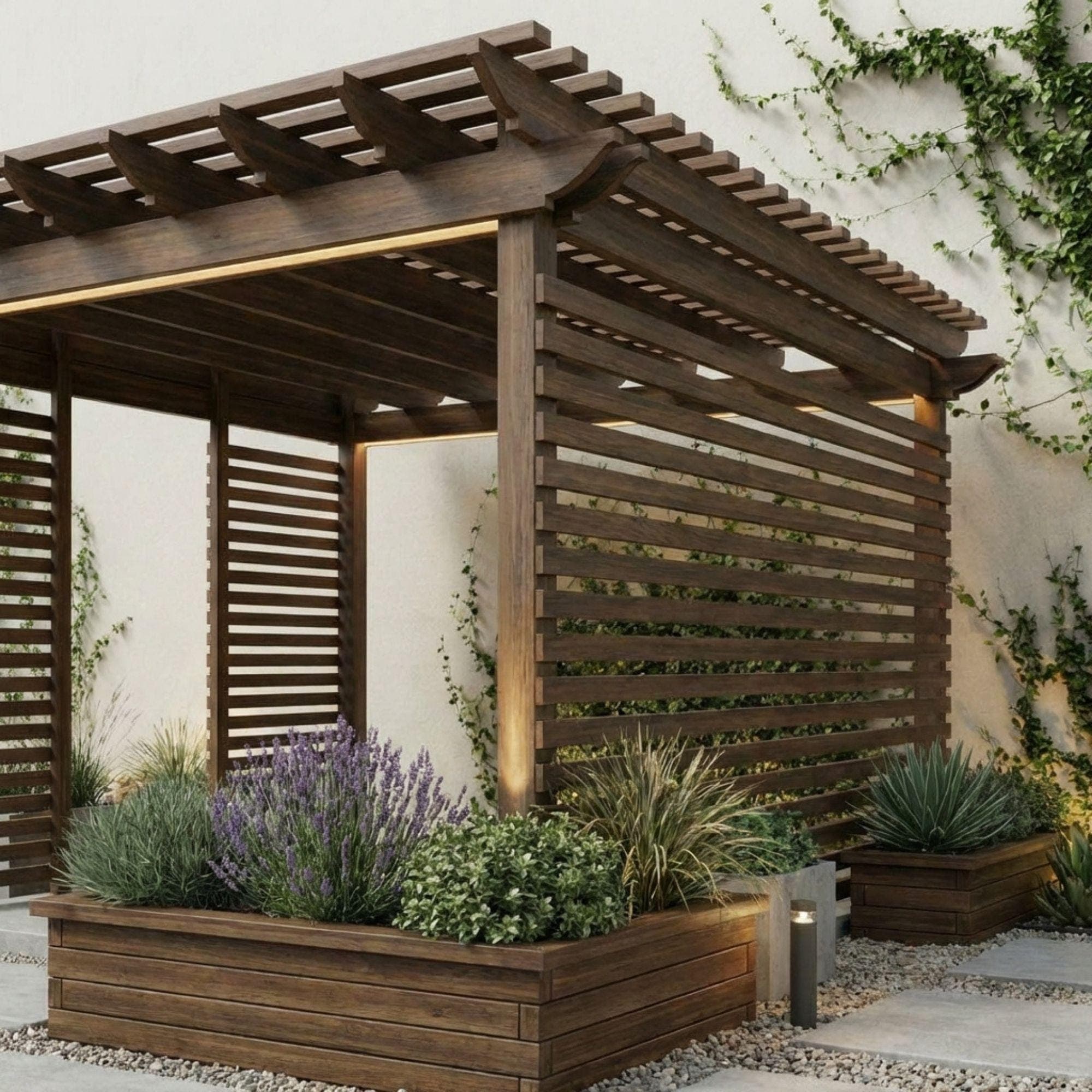 DIY Garden Pergolas Plans | Wood Pergolas Build Blueprint | Corner Privacy Pergola 5