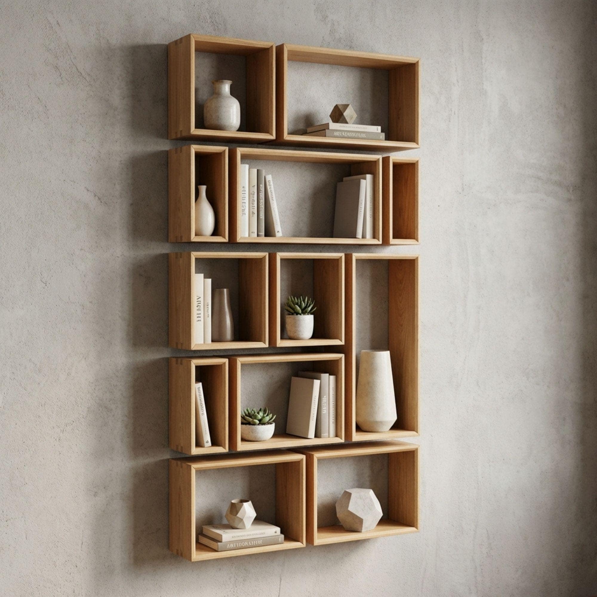 DIY Geometric Bookshelf Plans | Large Asymmetrical Bookcase Blueprint | Abstract Wall Book Shelves PDF 3