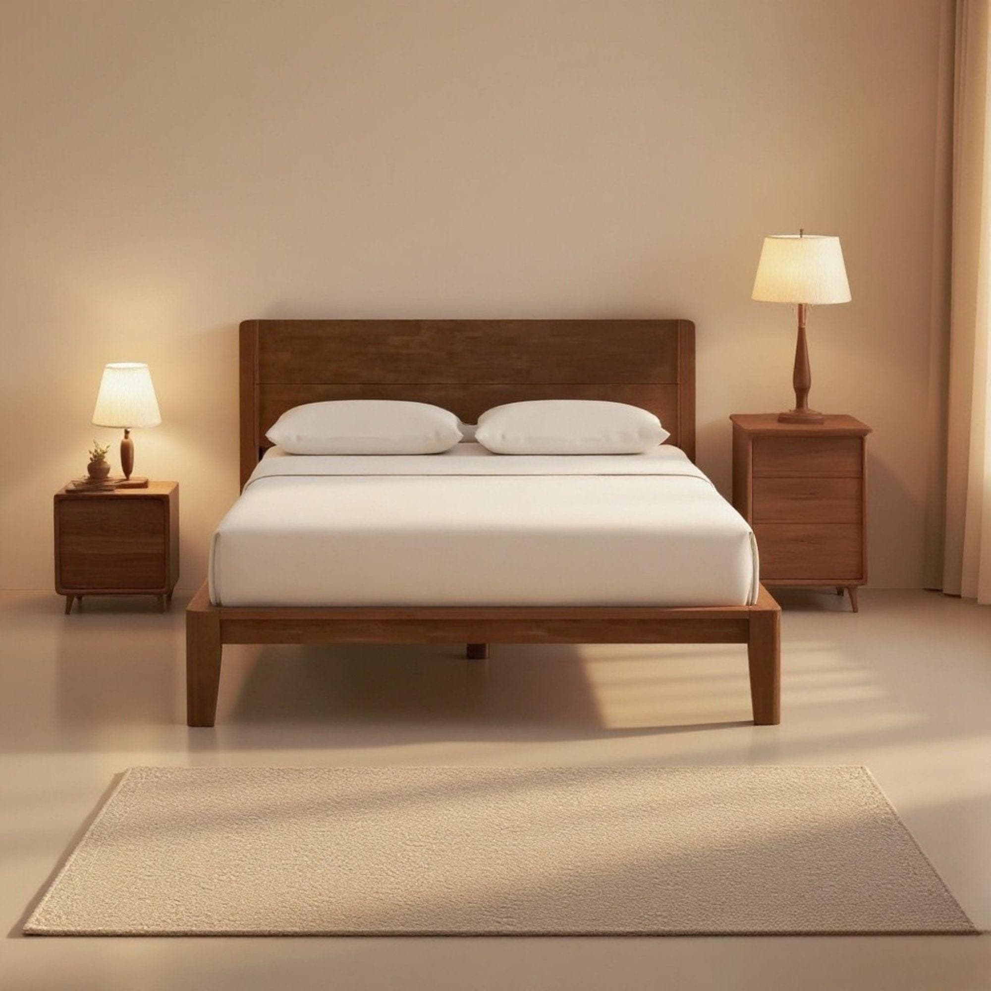 Bed Frame Queen with Headboard | Bed Frame Plans | DIY Wooden Bed Frame | Floating King Size Bed Frame | Rustic, Solid Wood Bed Design 1