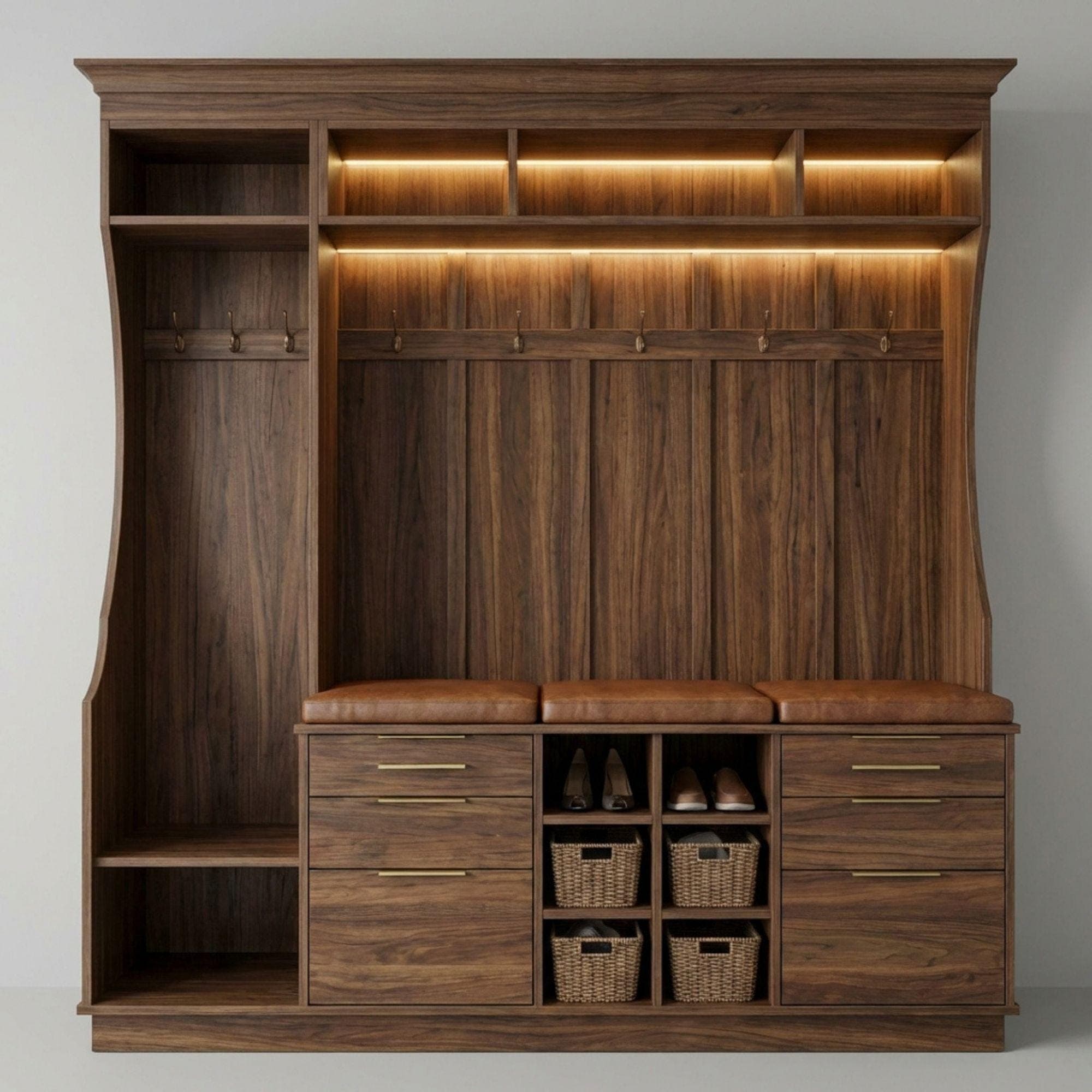 DIY Built In Cabinets Plans | Large Mudroom Hall Tree Blueprint | Wall Unit Storage Cabinet PDF 2