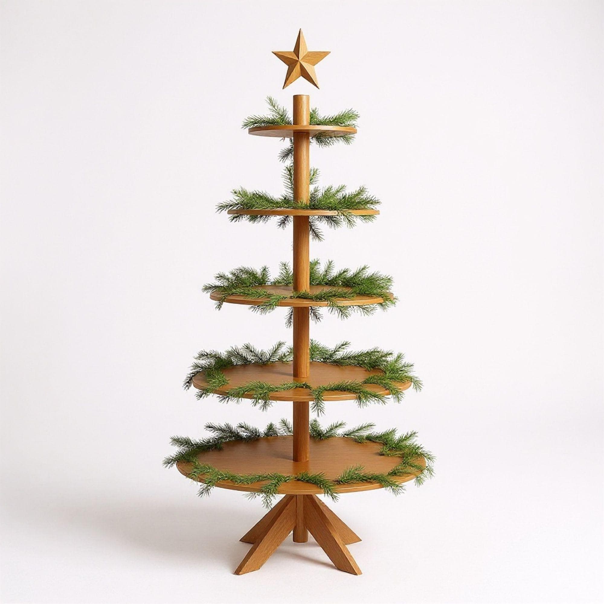 Christmas Village Tree Stand Plans | DIY Tiered Display Shelf Instructions | Wooden Miniature Village Platform | Woodworking Pattern 3