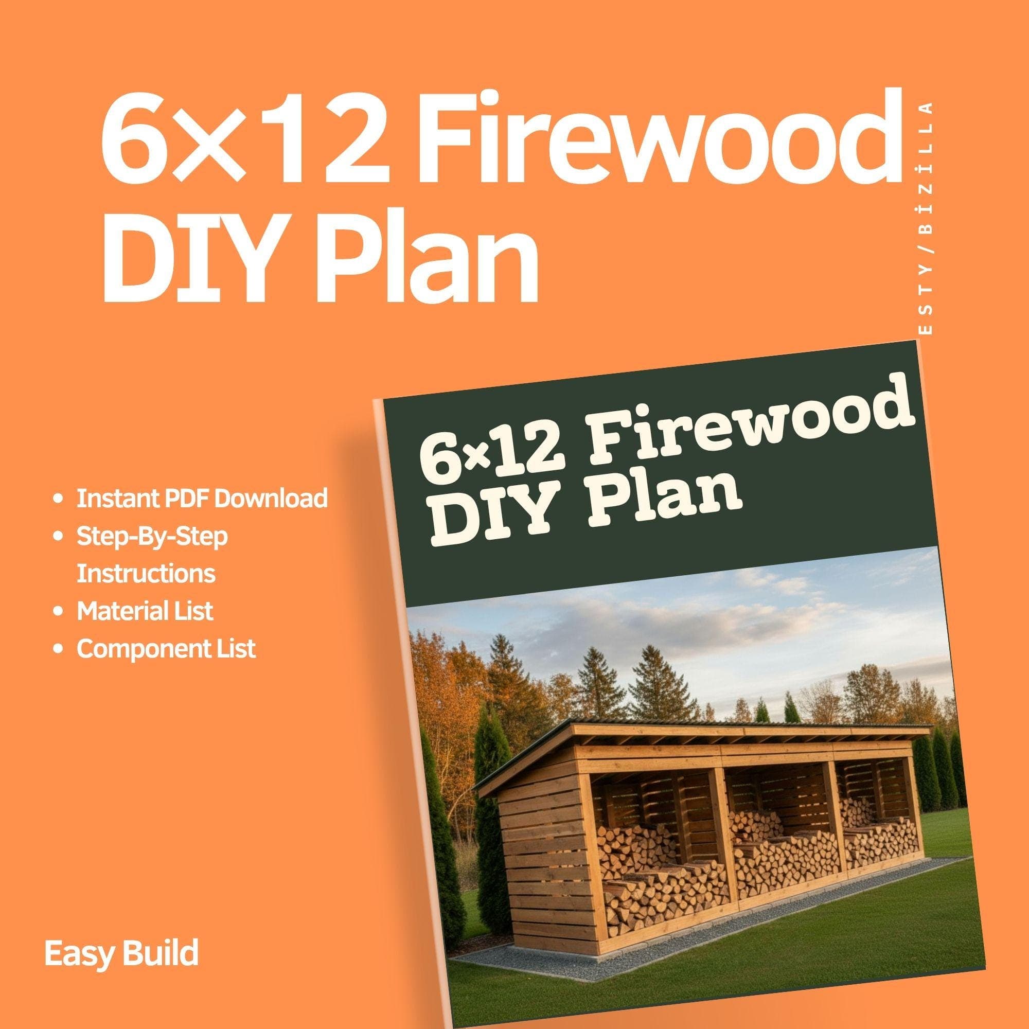 6x12 Firewood Shed Plans: DIY Sloped Roof Woodshed (PDF Download) 5