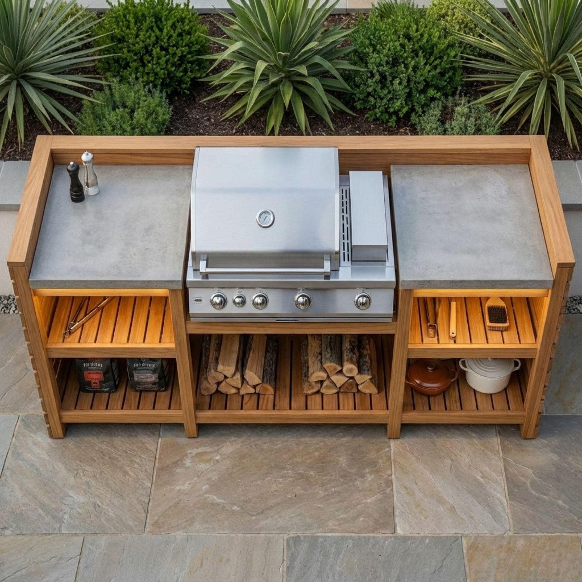 DIY Outdoor Grill Station Plans | BBQ Kitchen Cart Blueprint | Wooden Grill Table Build Guide 5