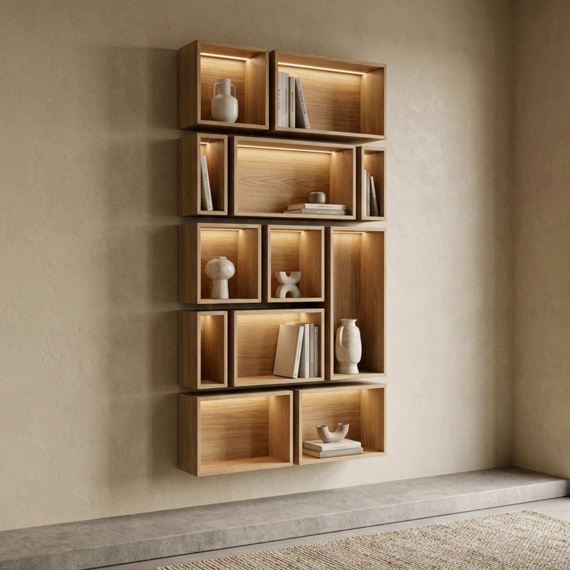 DIY Geometric Bookshelf Plans | Large Asymmetrical Bookcase Blueprint | Abstract Wall Book Shelves PDF 2