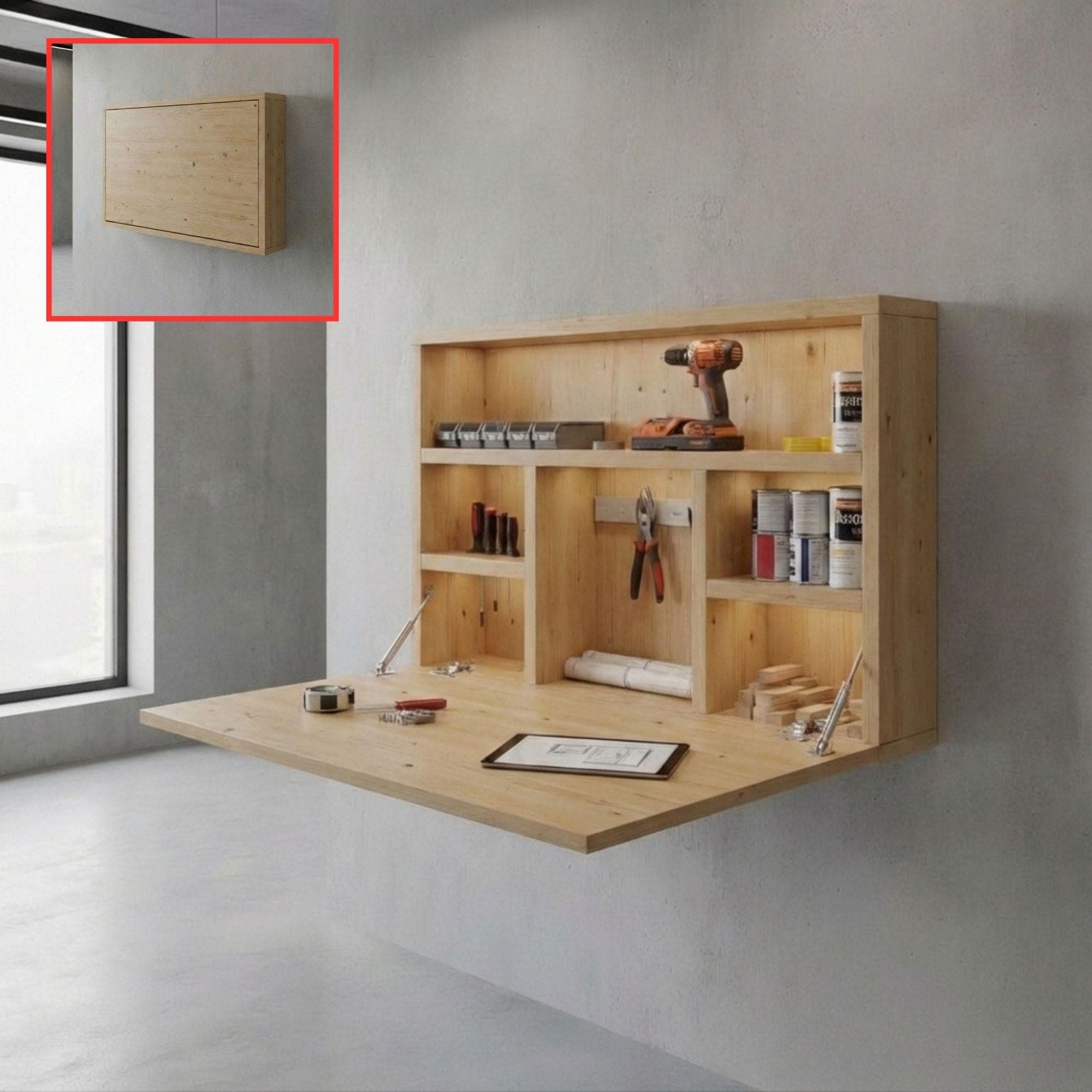 Wall Mounted Folding Workbench Plans | Space Saving DIY (PDF Plan)