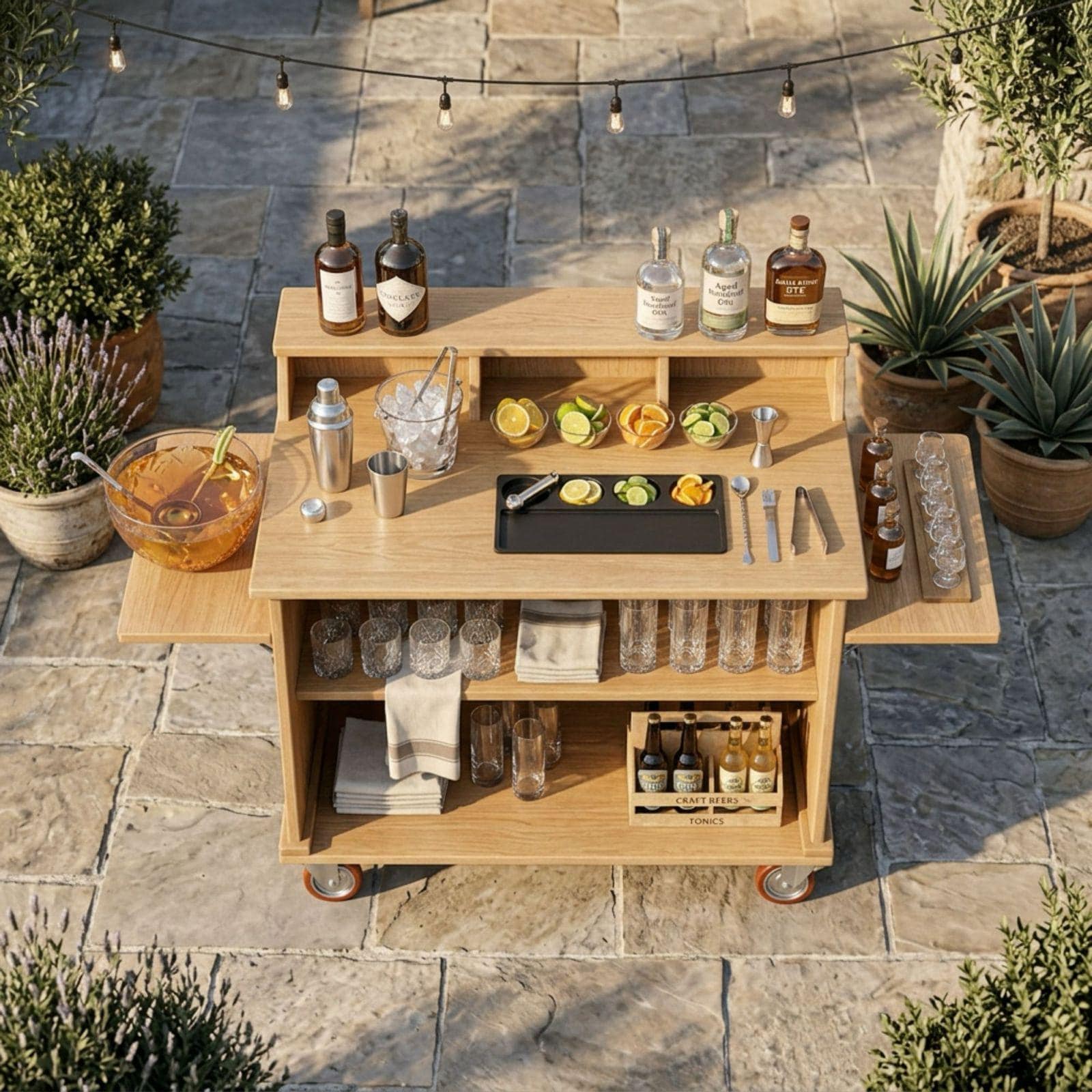 DIY Outdoor Bar Cart Plans PDF | Mobile Folding Beverage Station | Foldable Food Bar Blueprint | Portable Cocktail Stand Build Guide 3