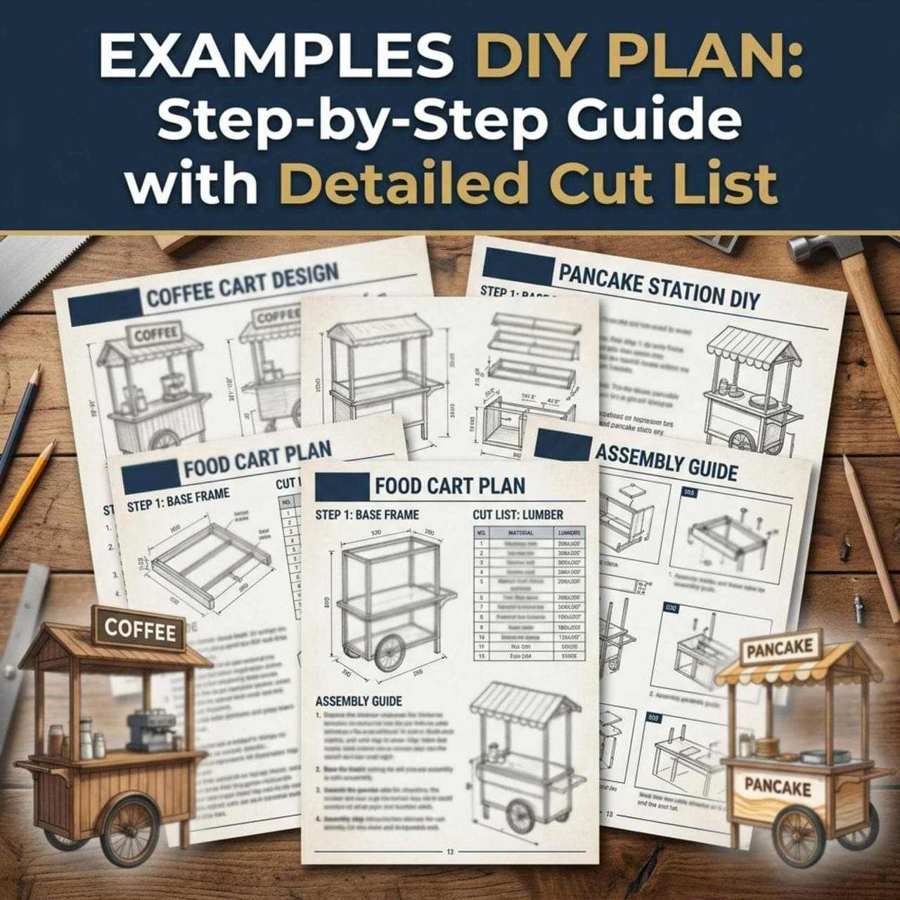 DIY Mobile Bar Cart Plans PDF | Foldable Event Bar Blueprint | Collapsible Coffee Cart | Portable Fluted Wood Bar Build Guide 9