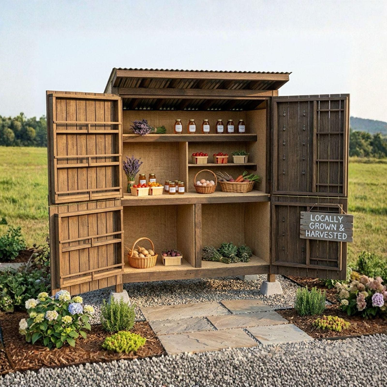 DIY Roadside Farmstand Plans PDF | Secure 4-Door Market Stall Blueprint | Sourdough & Egg Stand Build Guide | Vegetable Display Woodworking