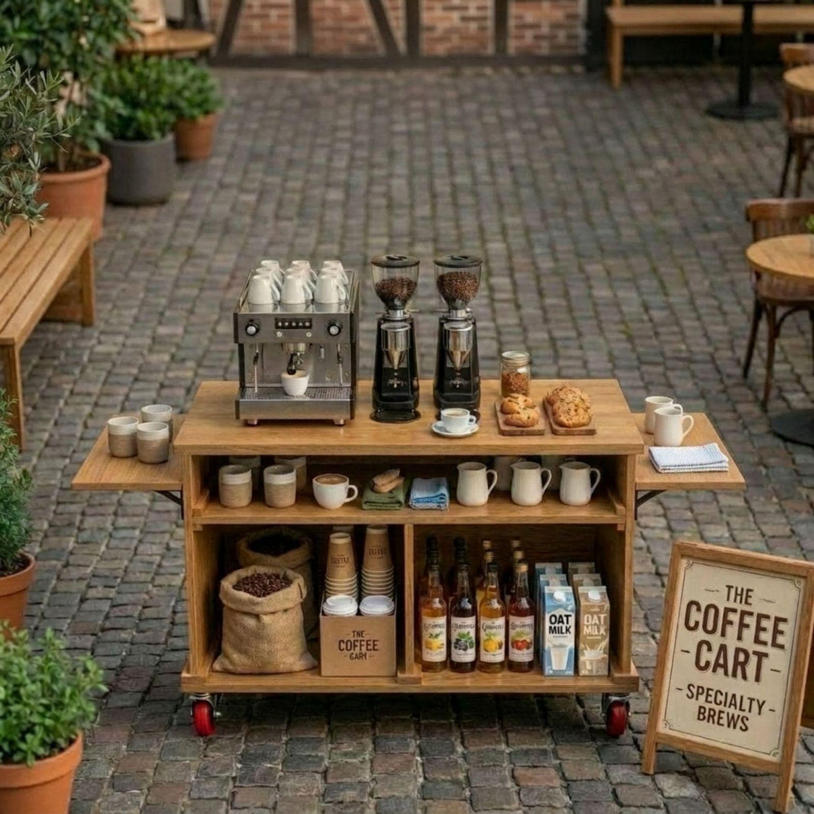 Mobile Folding Coffee Cart DIY Plans PDF | Collapsible Bar Cart for Events