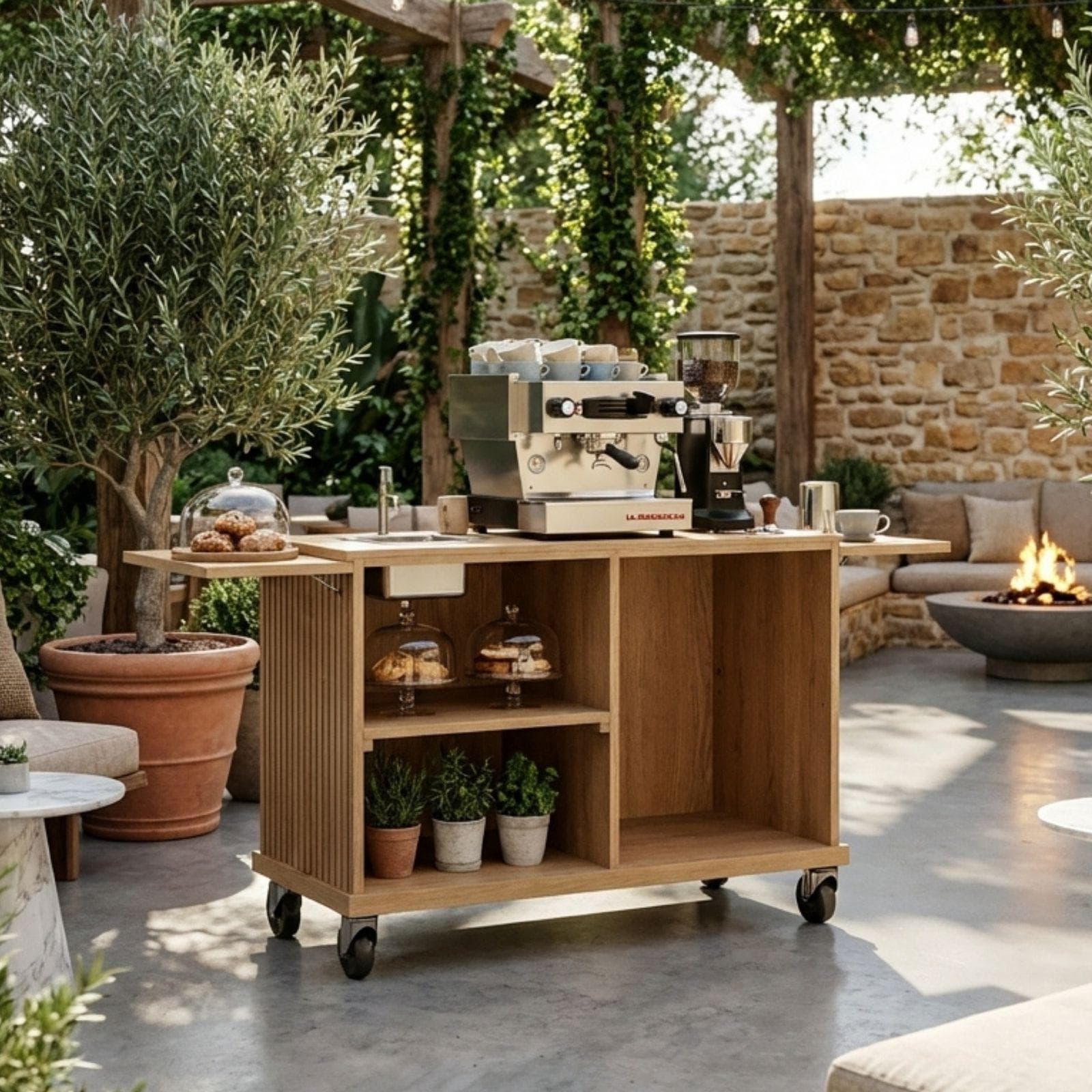 DIY Coffee Cart With Sink Plans PDF | Collapsible Mobile Espresso Bar Blueprint | Handsink Food Cart Build Guide | Fluted Wood Workstation 7