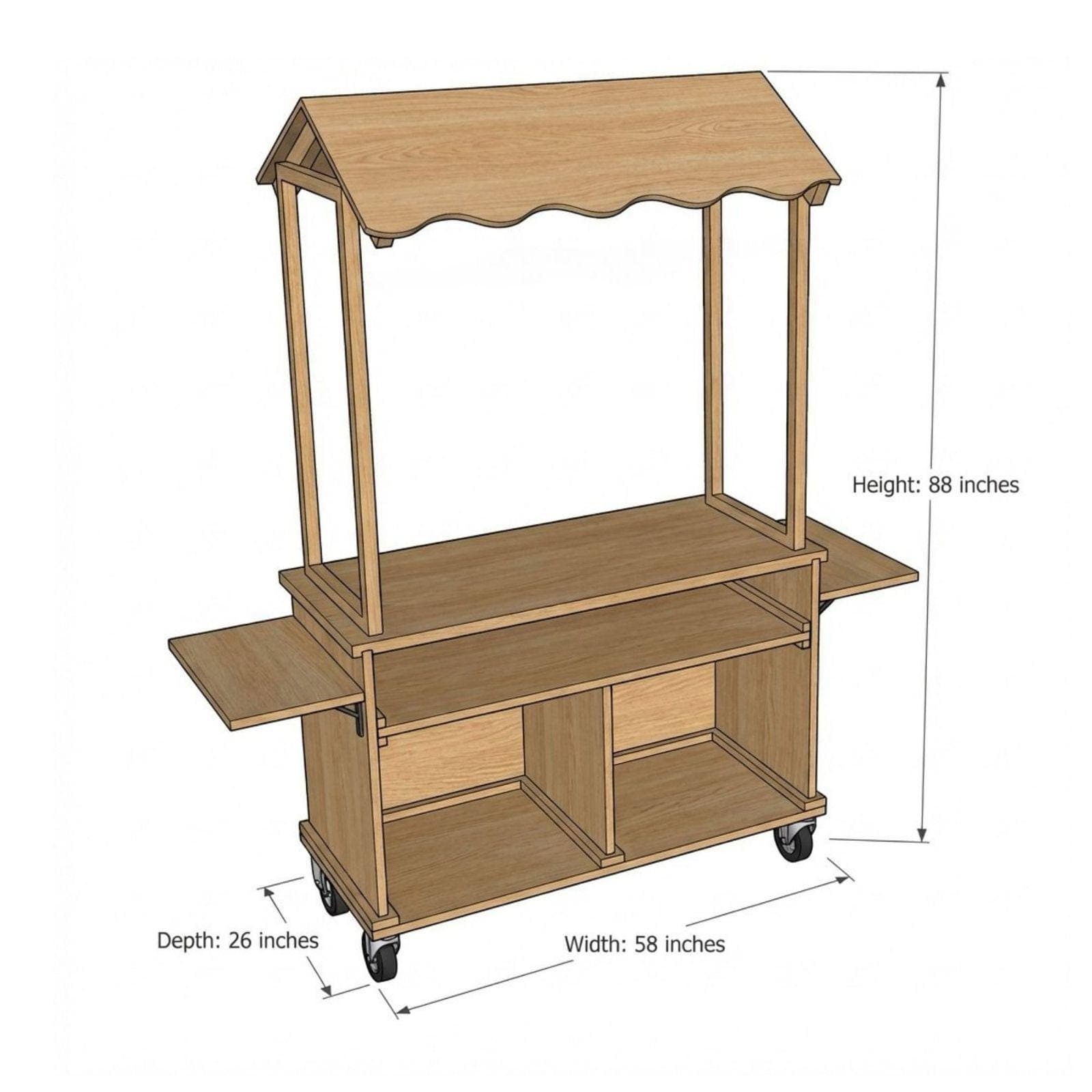DIY Coffee Cart with Canopy Plans PDF | Outdoor Mobile Espresso Bar Cart 1