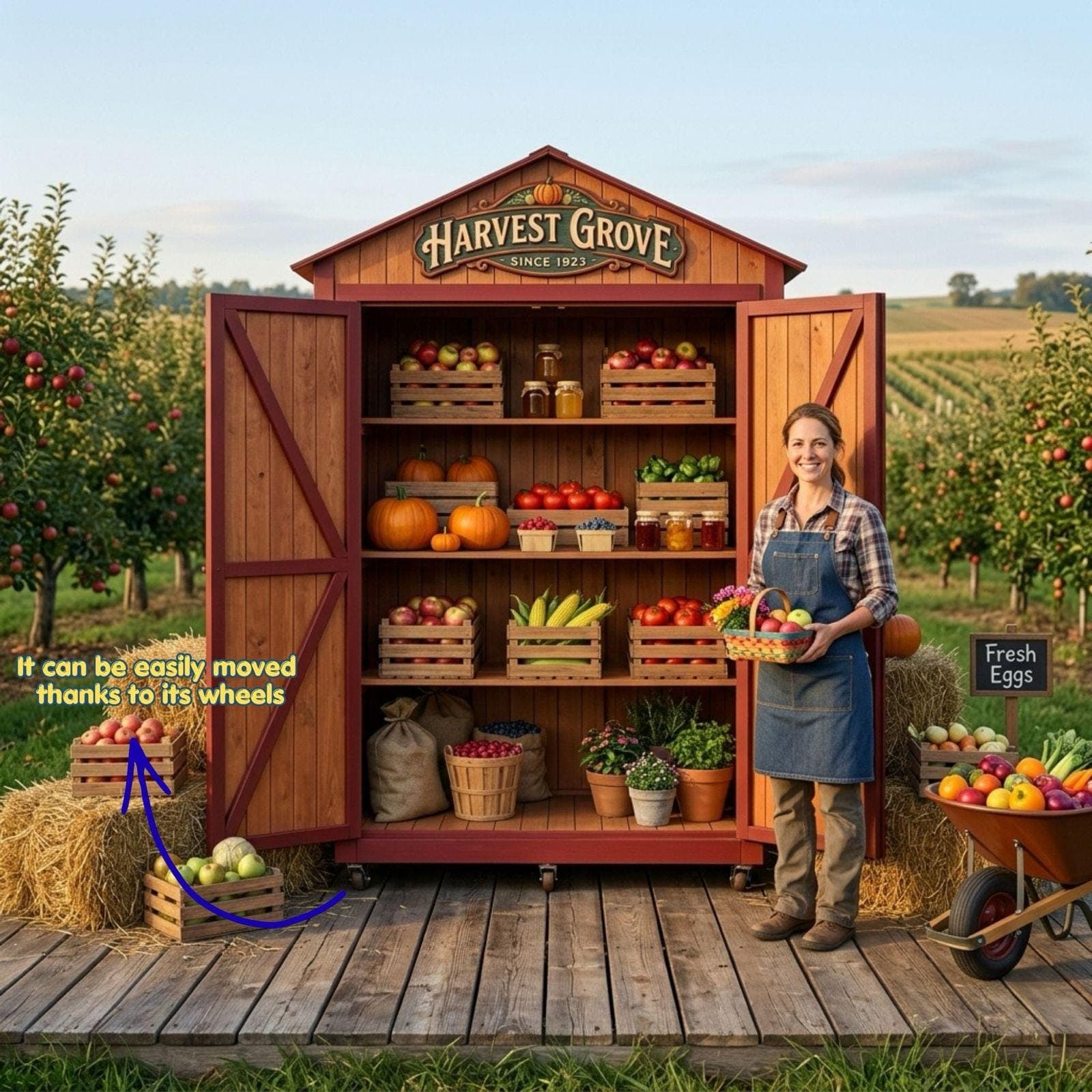 Enclosed DIY Farmstand Plans PDF | Secure Roadside Stand Blueprint | Barn Door Market Stall | Sourdough & Egg Stand Woodworking Guide 3