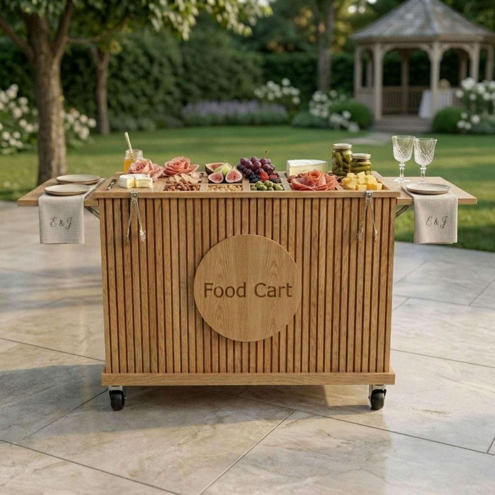 Collapsible Charcuterie Cart DIY Plans PDF | Snack Cart Blueprint | Fluted Wooden Dessert Bar | Portable Vendor Stand Woodworking Guide 2