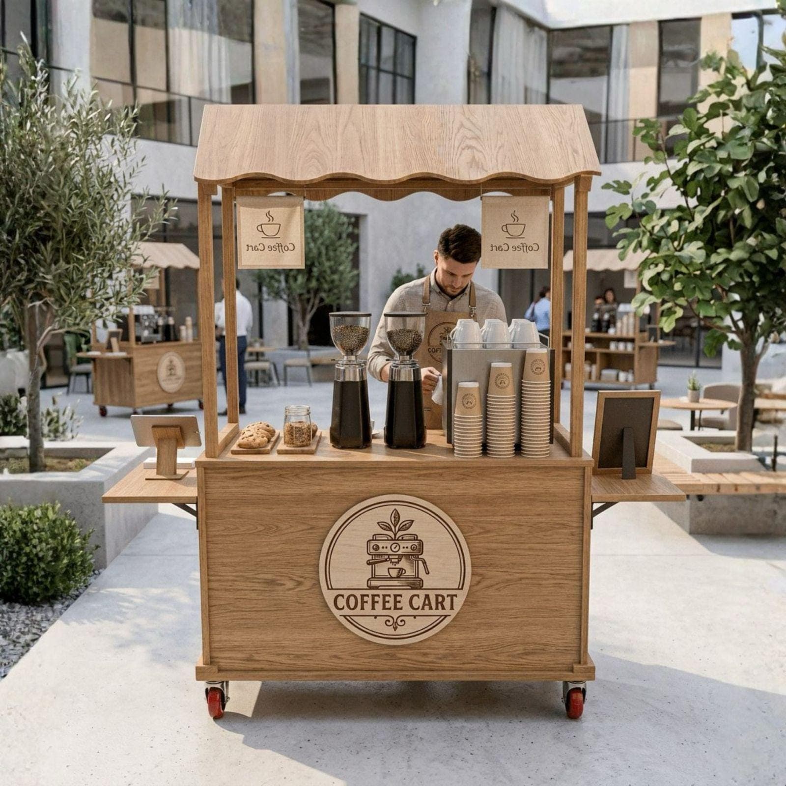 DIY Coffee Cart with Canopy Plans PDF | Outdoor Mobile Espresso Bar Cart