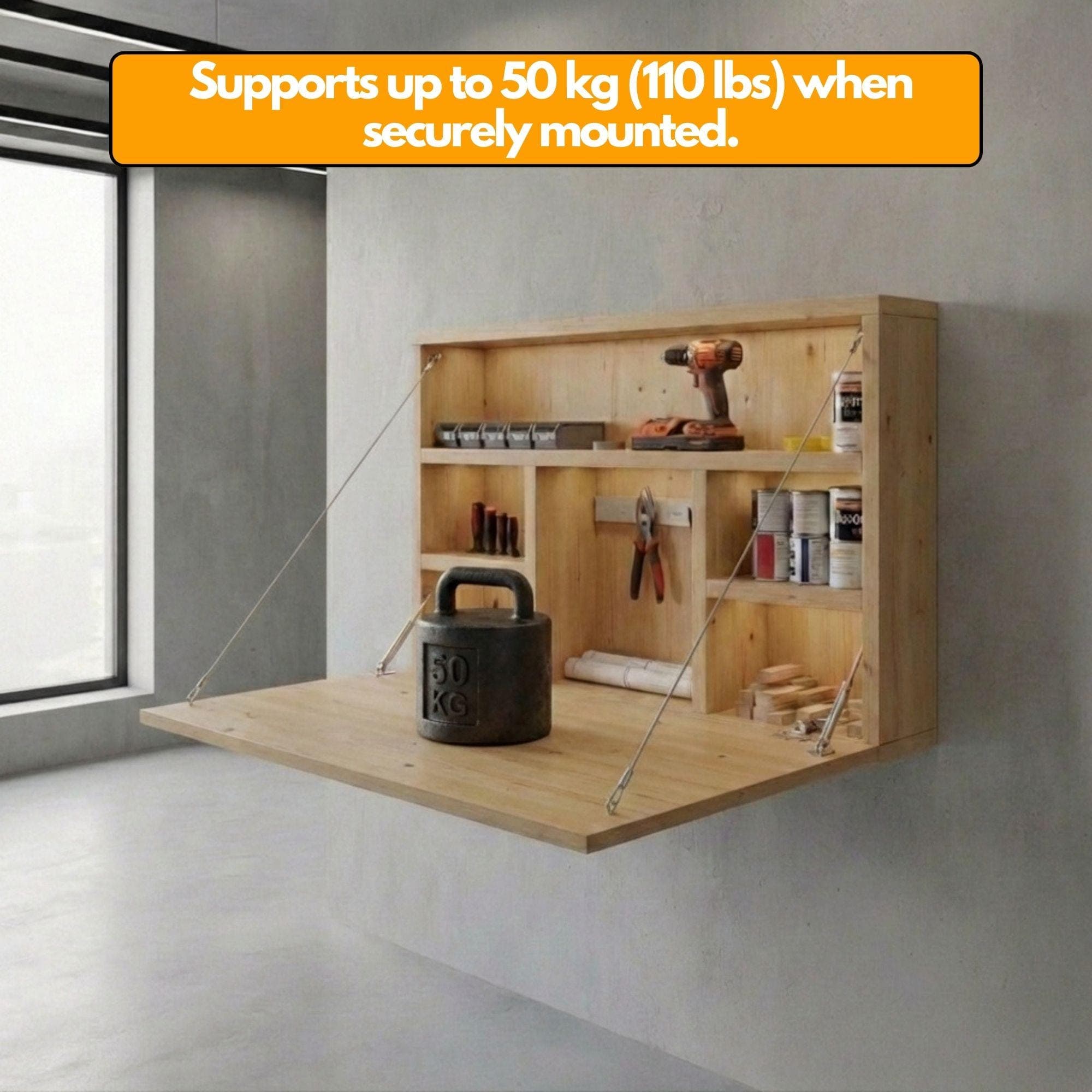 Wall Mounted Folding Workbench Plans | Space Saving DIY (PDF Plan) 6