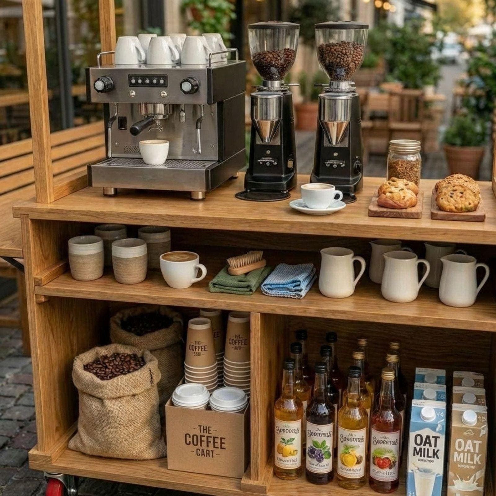 DIY Coffee Cart with Canopy Plans PDF | Outdoor Mobile Espresso Bar Cart 6