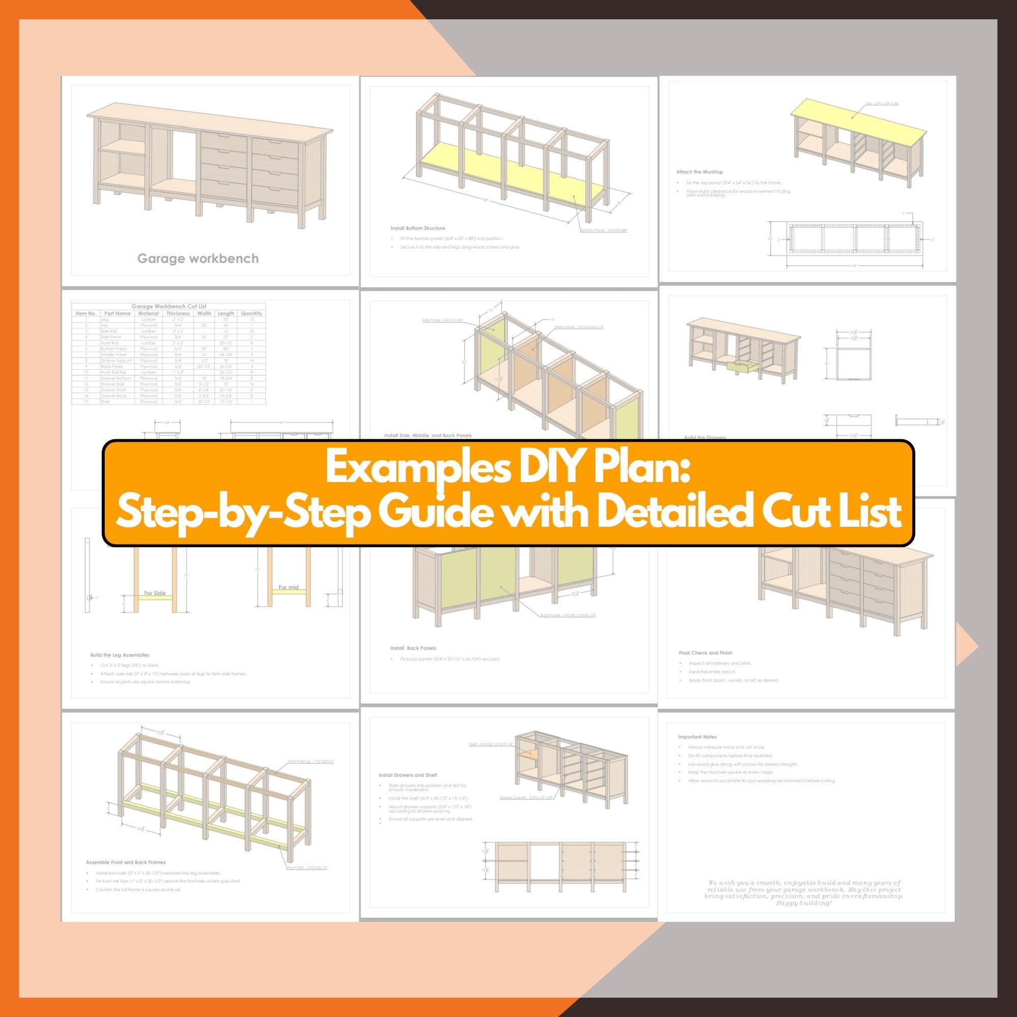 Wall Mounted Folding Workbench Plans | Space Saving DIY (PDF Plan) 8
