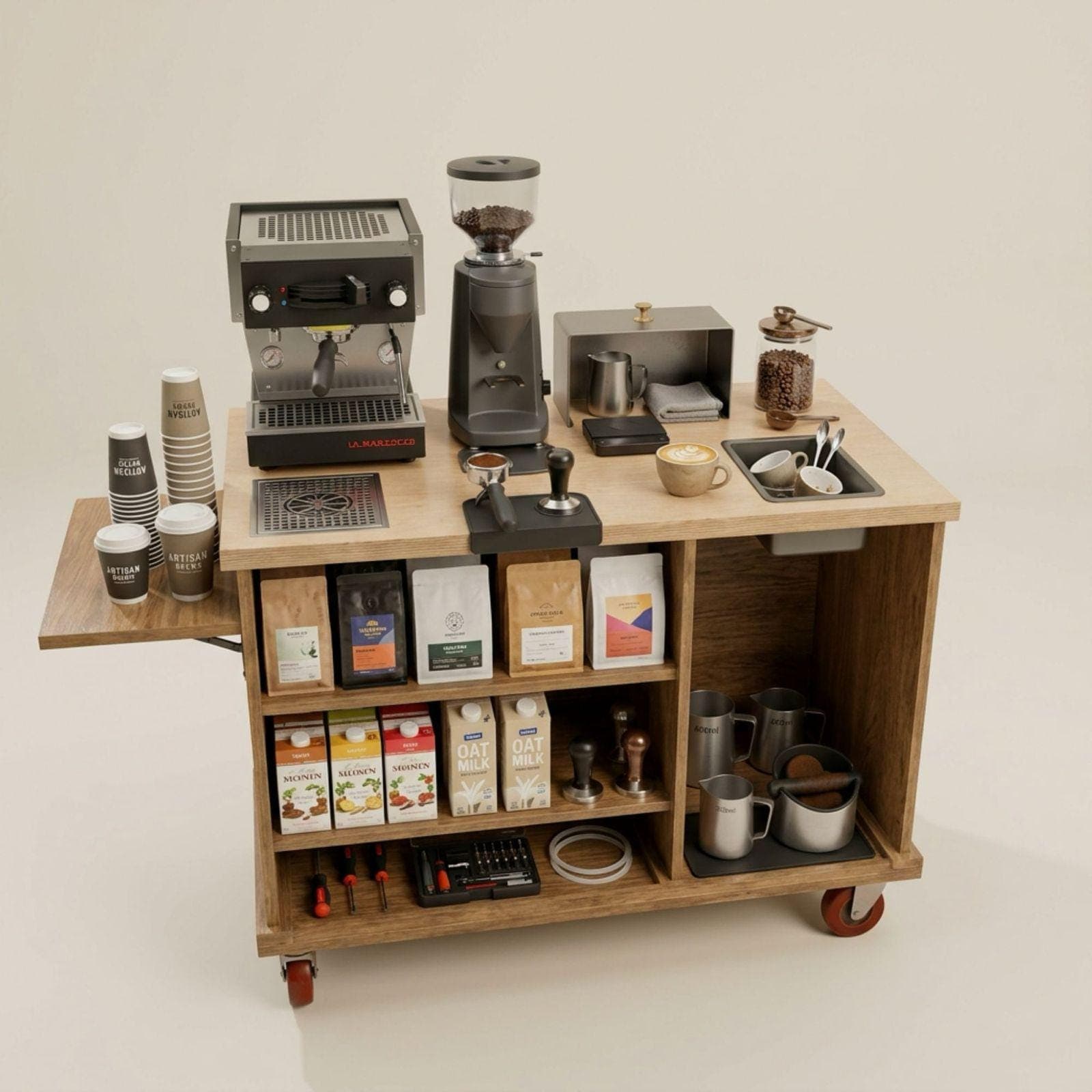 Mobile Folding Coffee Cart DIY Plans PDF | Collapsible Bar Cart for Events 6