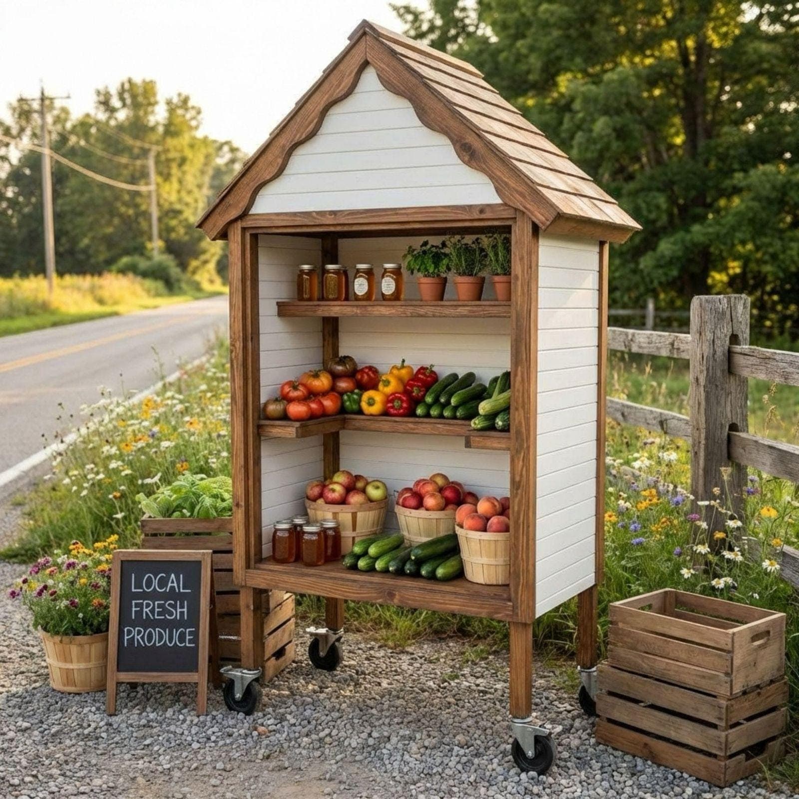 DIY Farmstand Plans Guide Tutorial PDF | Driveway Roadside Veggie Flower Honey Soap Eggs Bakery Market Stand Cart - Instant Download