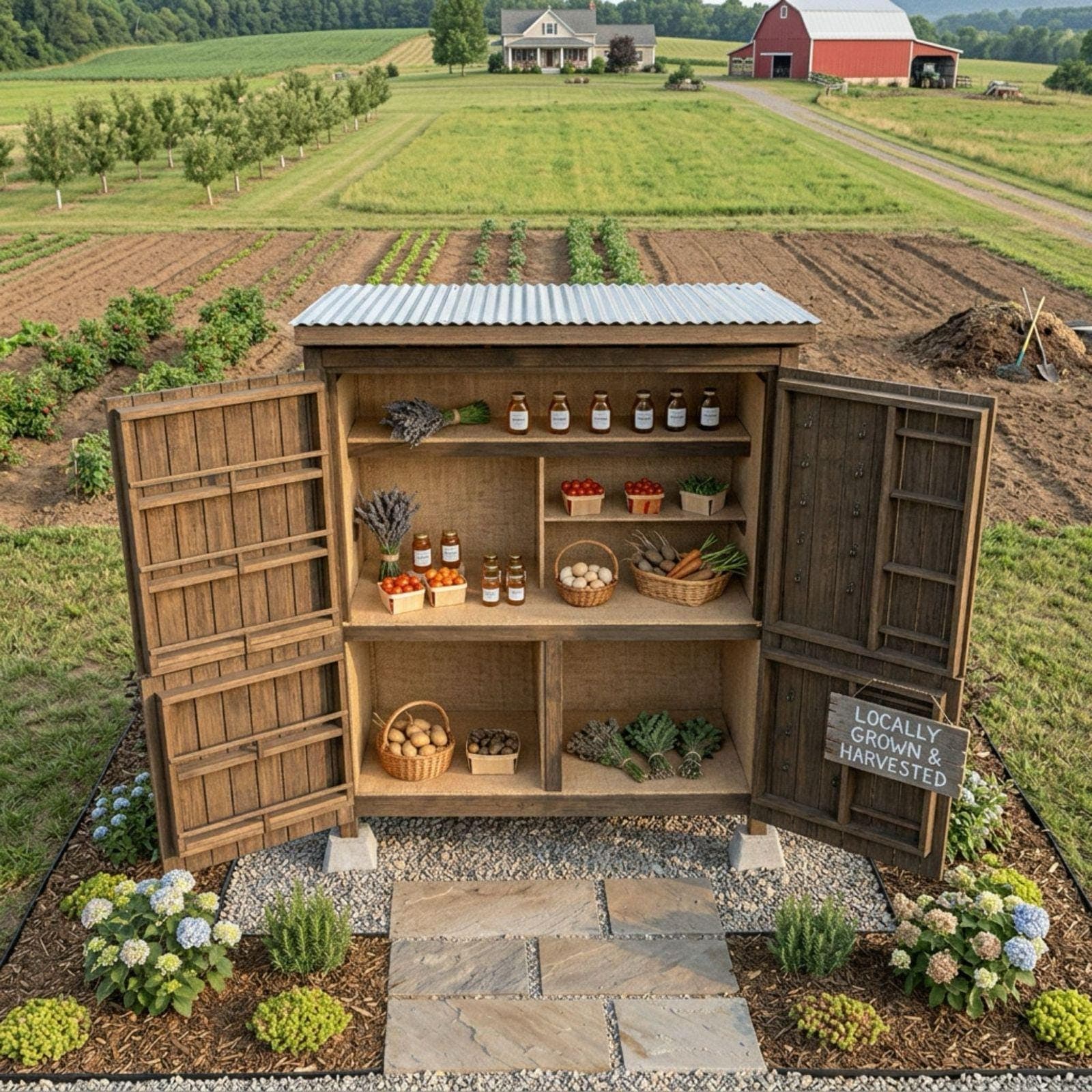 DIY Roadside Farmstand Plans PDF | Secure 4-Door Market Stall Blueprint | Sourdough & Egg Stand Build Guide | Vegetable Display Woodworking 2