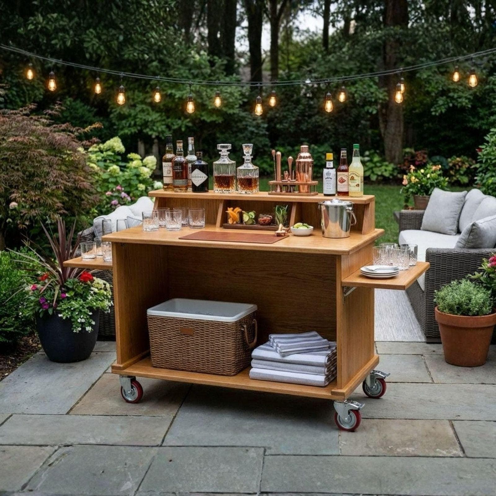 DIY Outdoor Bar Cart Plans PDF | Mobile Folding Beverage Station | Foldable Food Bar Blueprint | Portable Cocktail Stand Build Guide 2