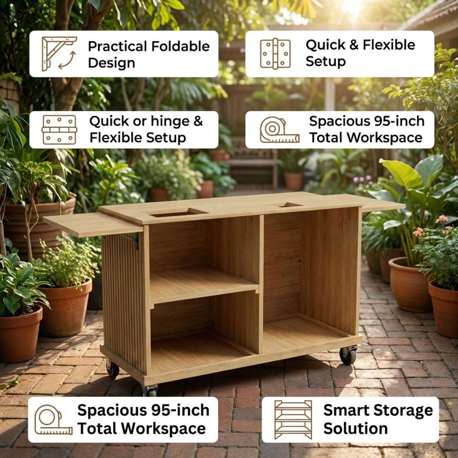 DIY Collapsible Coffee Cart Blueprint Plans PDF | Mobile Espresso Bar Blueprint | Fluted Wood Barista Stand | Portable Cafe Woodworking 9