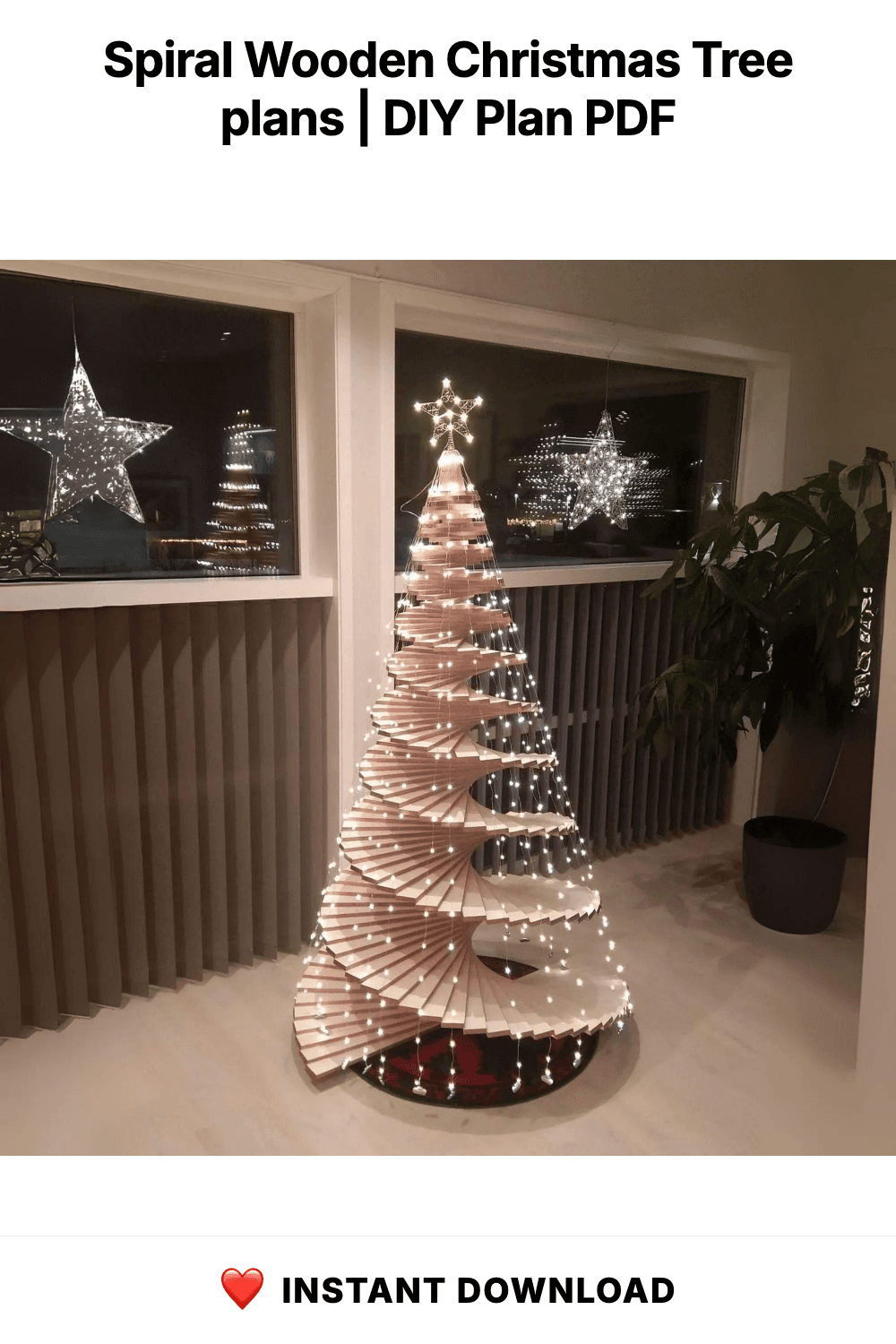 Spiral Wooden Christmas Tree plans | DIY Spiral Christmas Tree, One Board Spiral Tree, Build Plan | Landscape Tree Plan PDF Printable