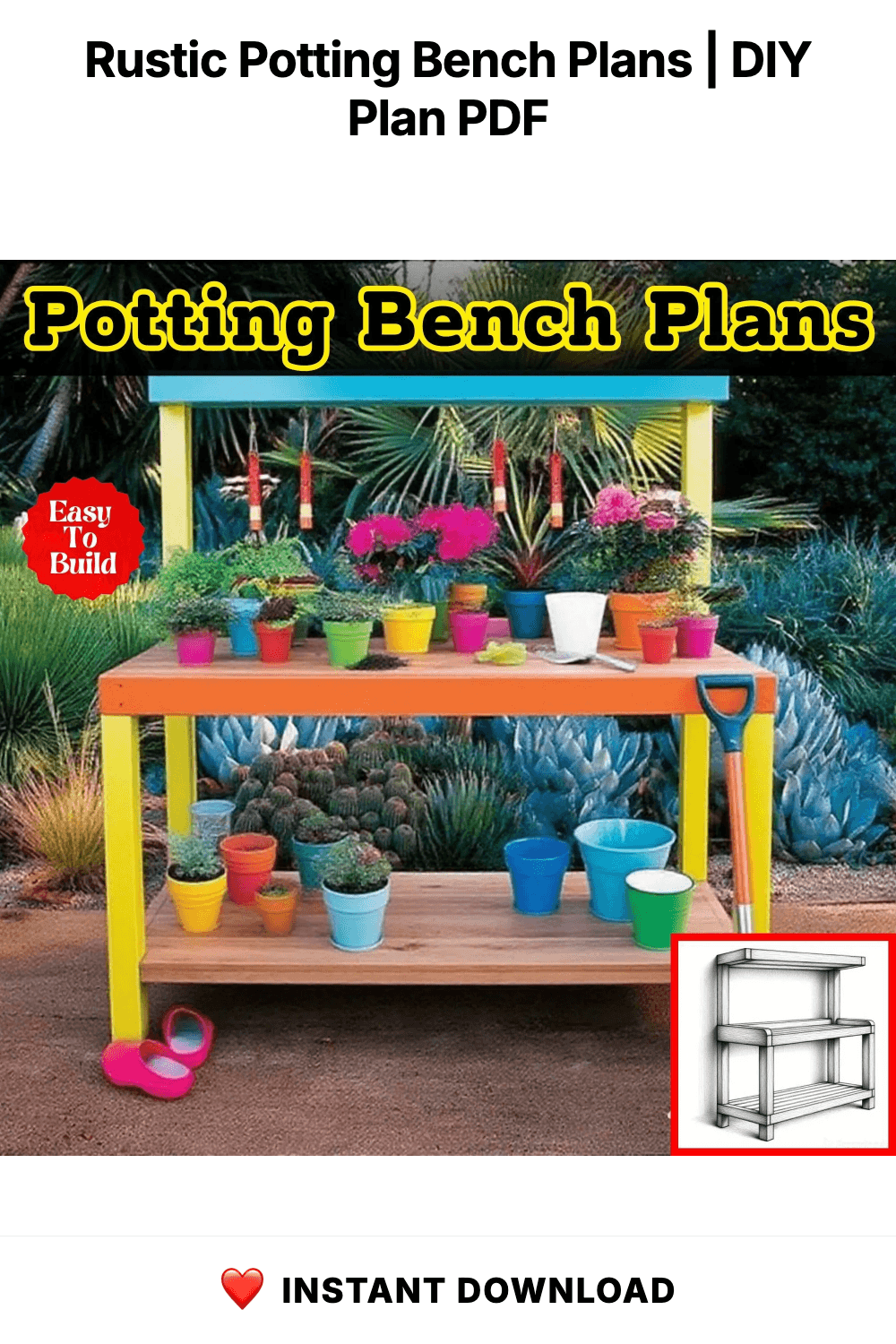 Rustic Potting Bench Plans | Outdoor Garden Workstation PDF