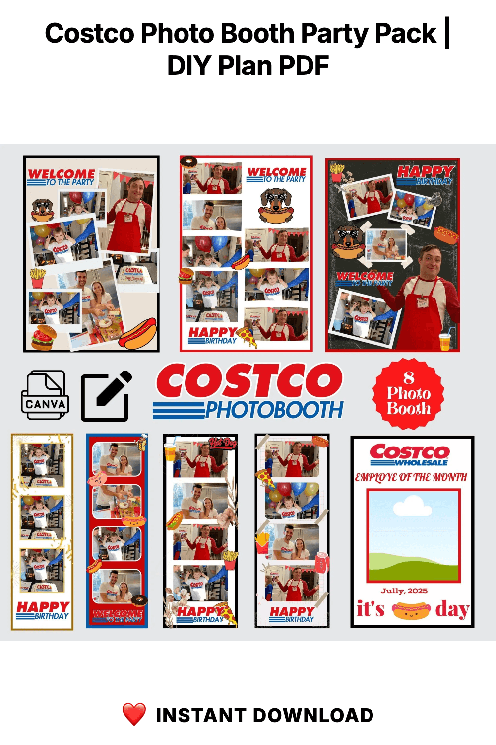 Costco Photo Booth Party Pack | Customizable Employee of the Year (PDF)