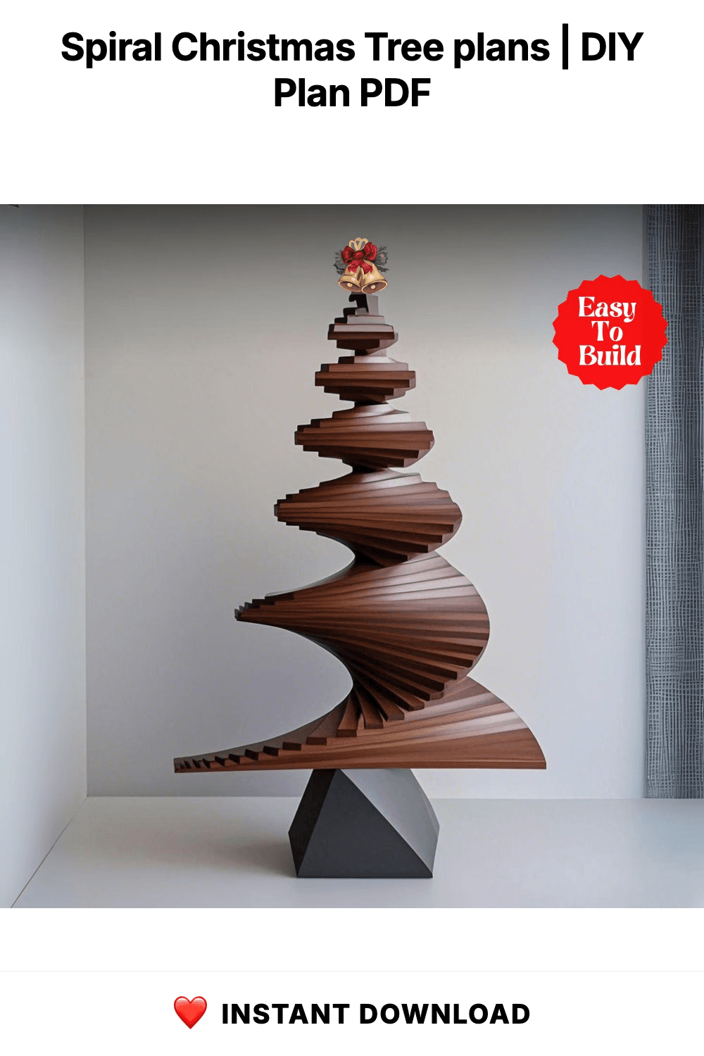 Spiral Christmas Tree plans | DIY Spiral Christmas Tree, One Board Spiral Tree, Build Plan | Landscape Tree Plan PDF Printable
