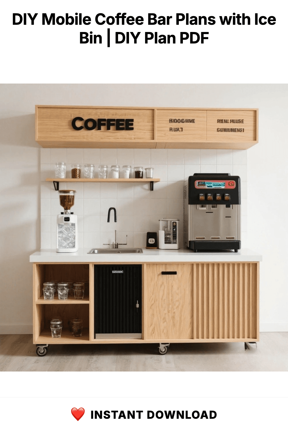 DIY Mobile Coffee Bar Plans with Ice Bin | Home Beverage Station (Digital PDF)