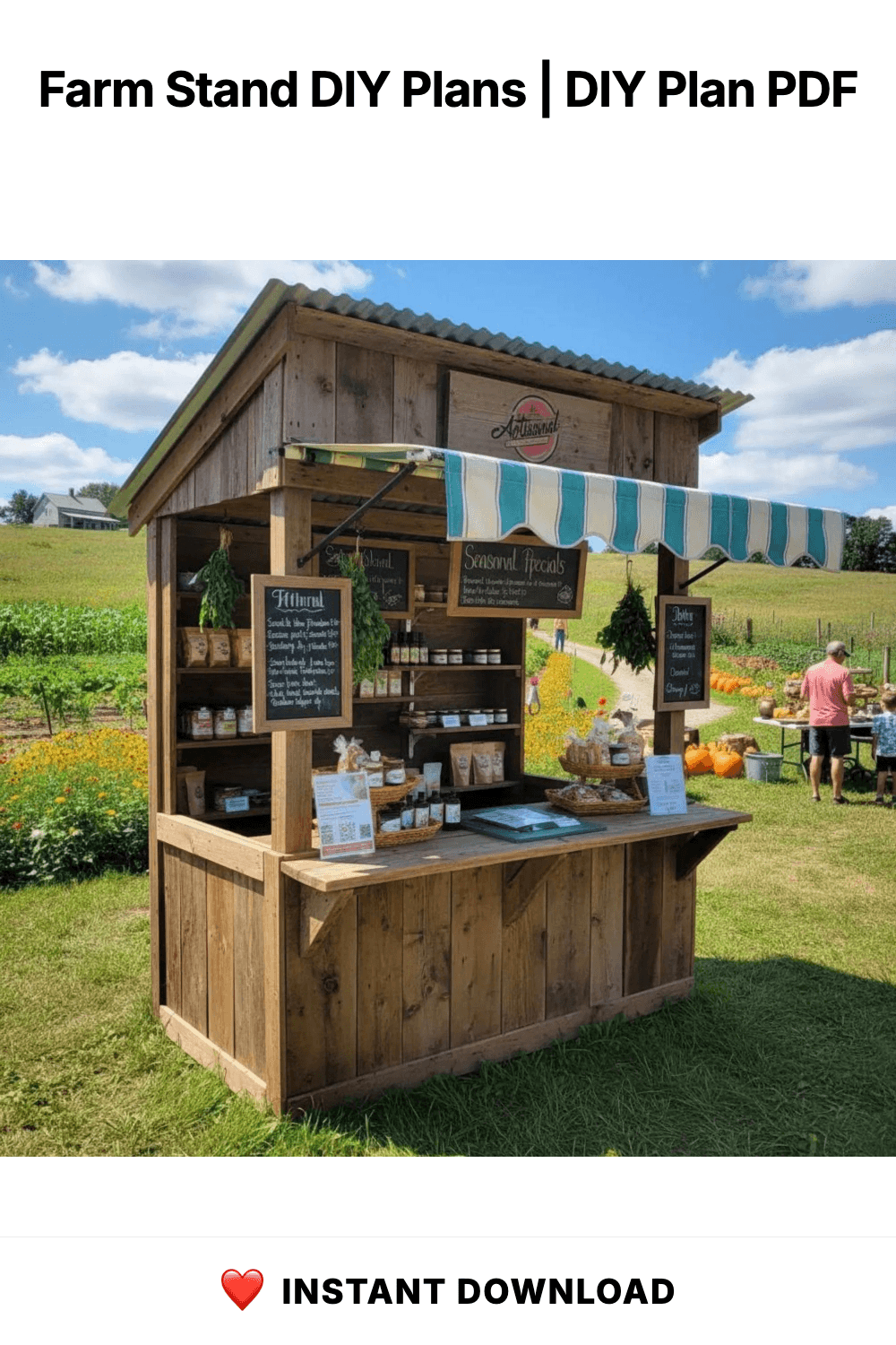 Farm Stand DIY Plans | Roadside Plant, Flower, Fruit Stand | Portable Egg, Vegetable Cart | Bakery, Sourdough Display | Farmer's Market