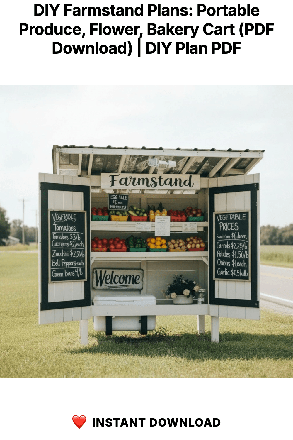DIY Farmstand Plans: Portable Produce, Flower, Bakery Cart (PDF Download)