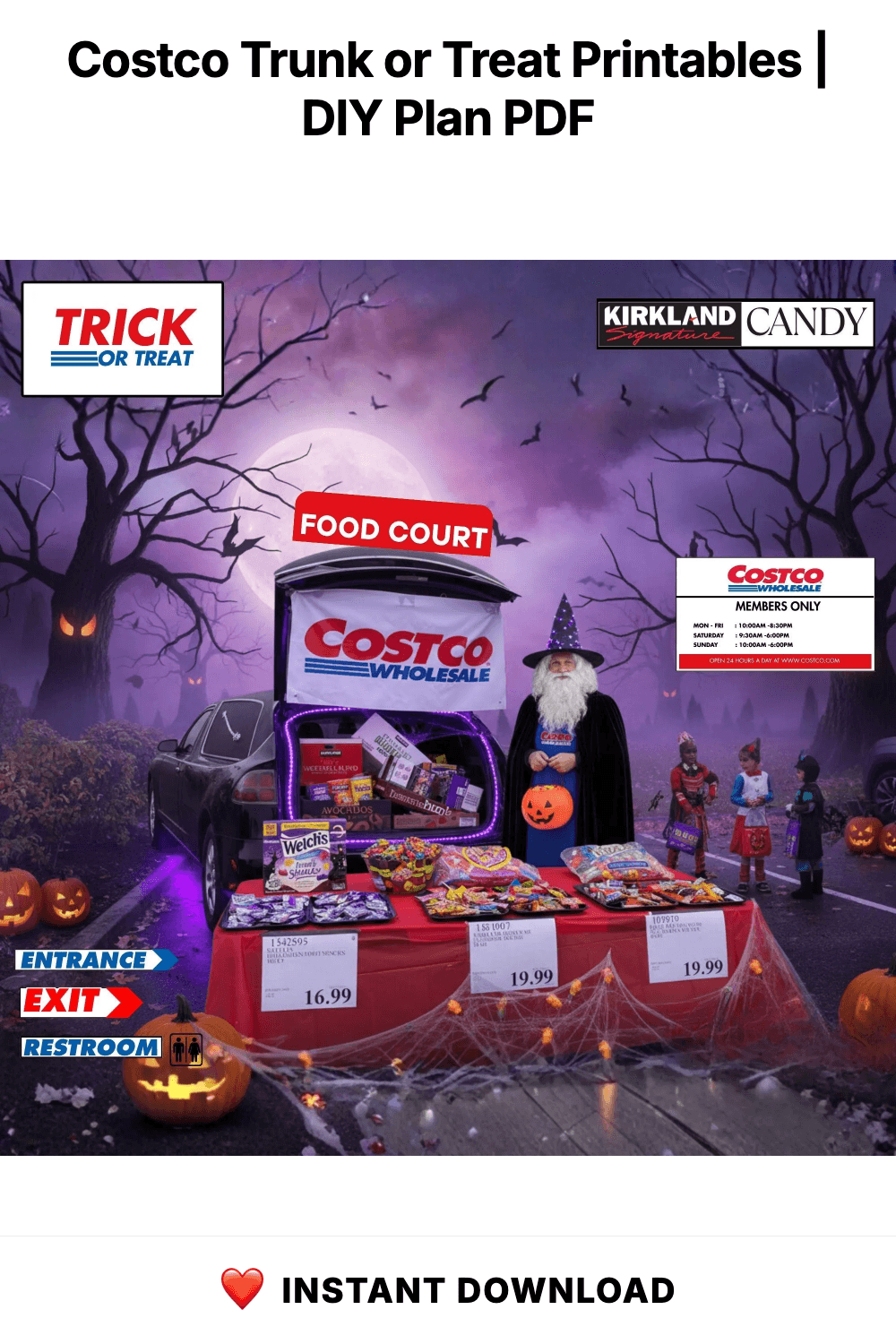Costco Trunk or Treat Printables | Halloween Car Decor (Digital Download)