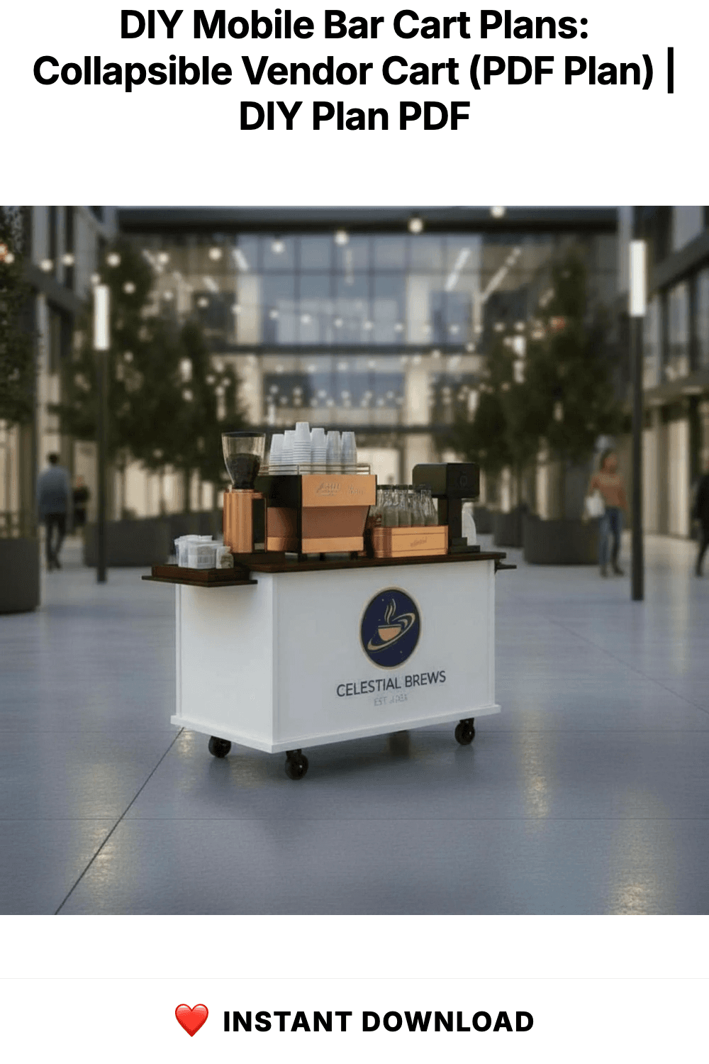 DIY Mobile Bar Cart Plans: Collapsible Vendor Cart (PDF Plan)