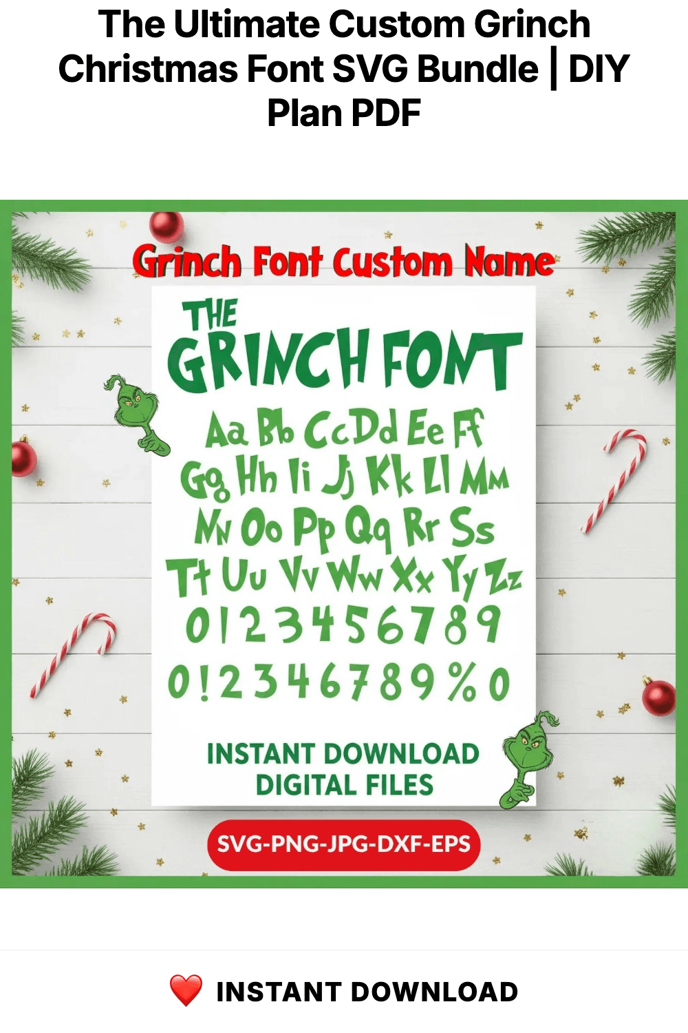 The Ultimate Custom Grinch Christmas Font SVG Bundle | Holiday Doodle Alphabet & Lettering Kit (SVG, Dxf, Eps, Png)