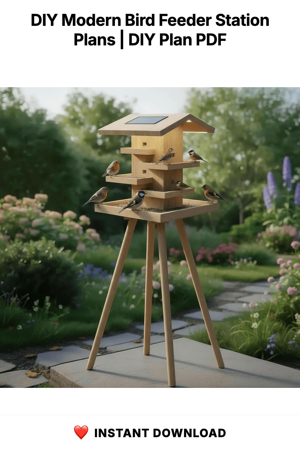 DIY Modern Bird Feeder Station Plans | Standing Tower Feeder Blueprint | Multi-Level Bird Hotel Architecture | Woodworking Project