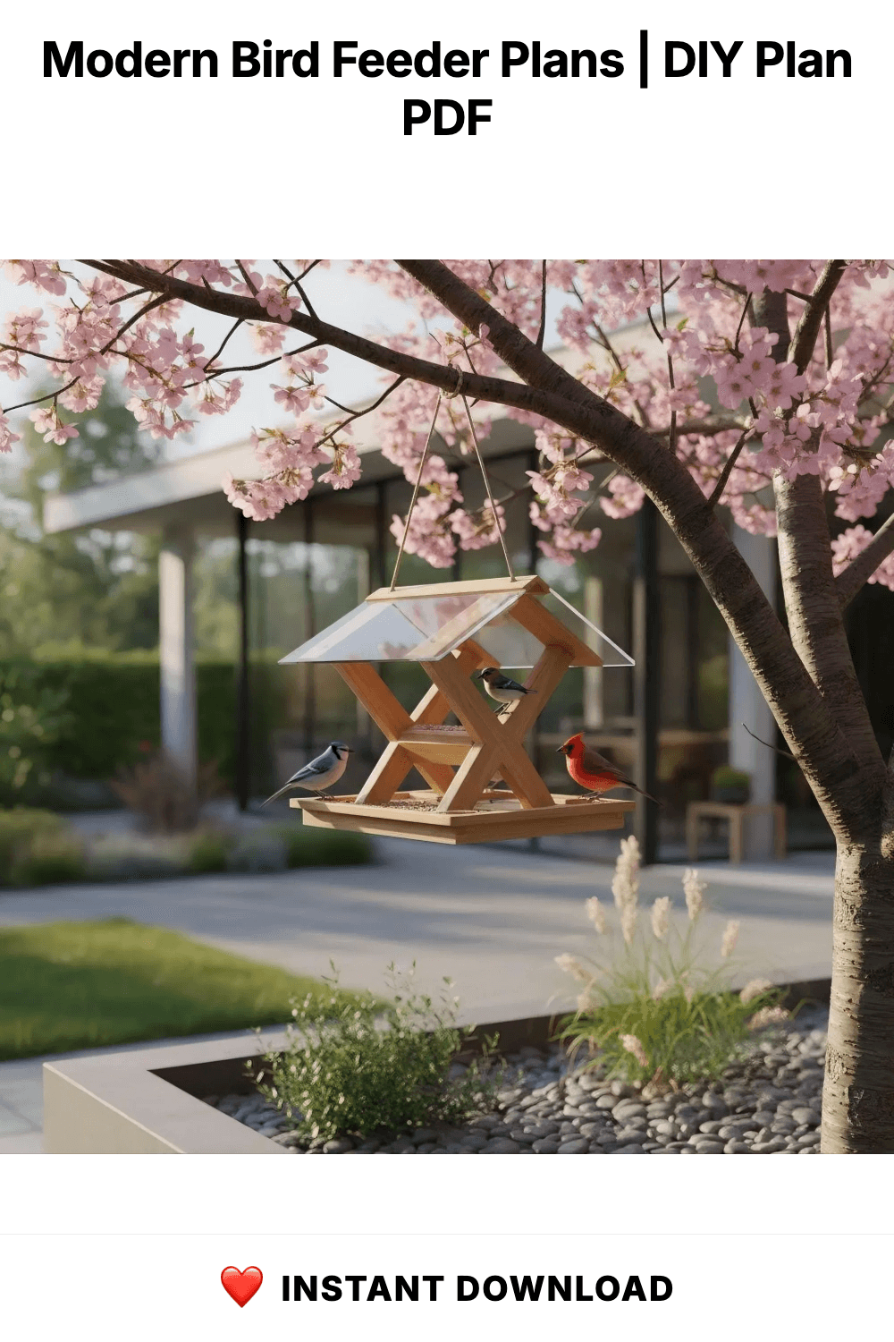 Modern Bird Feeder Plans | Hanging X-Frame Design (PDF)