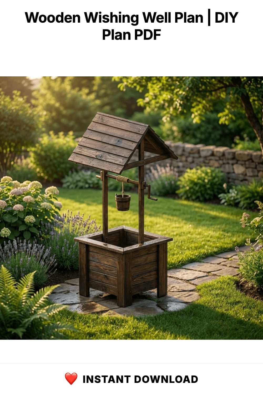 Wooden Wishing Well Plan | DIY Garden Planter, Outdoor Decor (PDF Download)