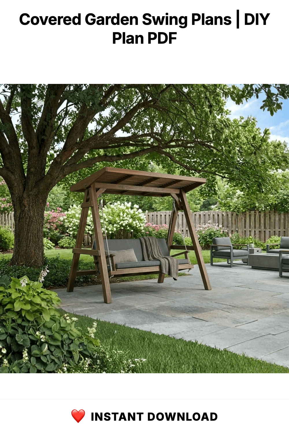Covered Garden Swing Plans | DIY A-Frame Bench with Roof (PDF Blueprint
