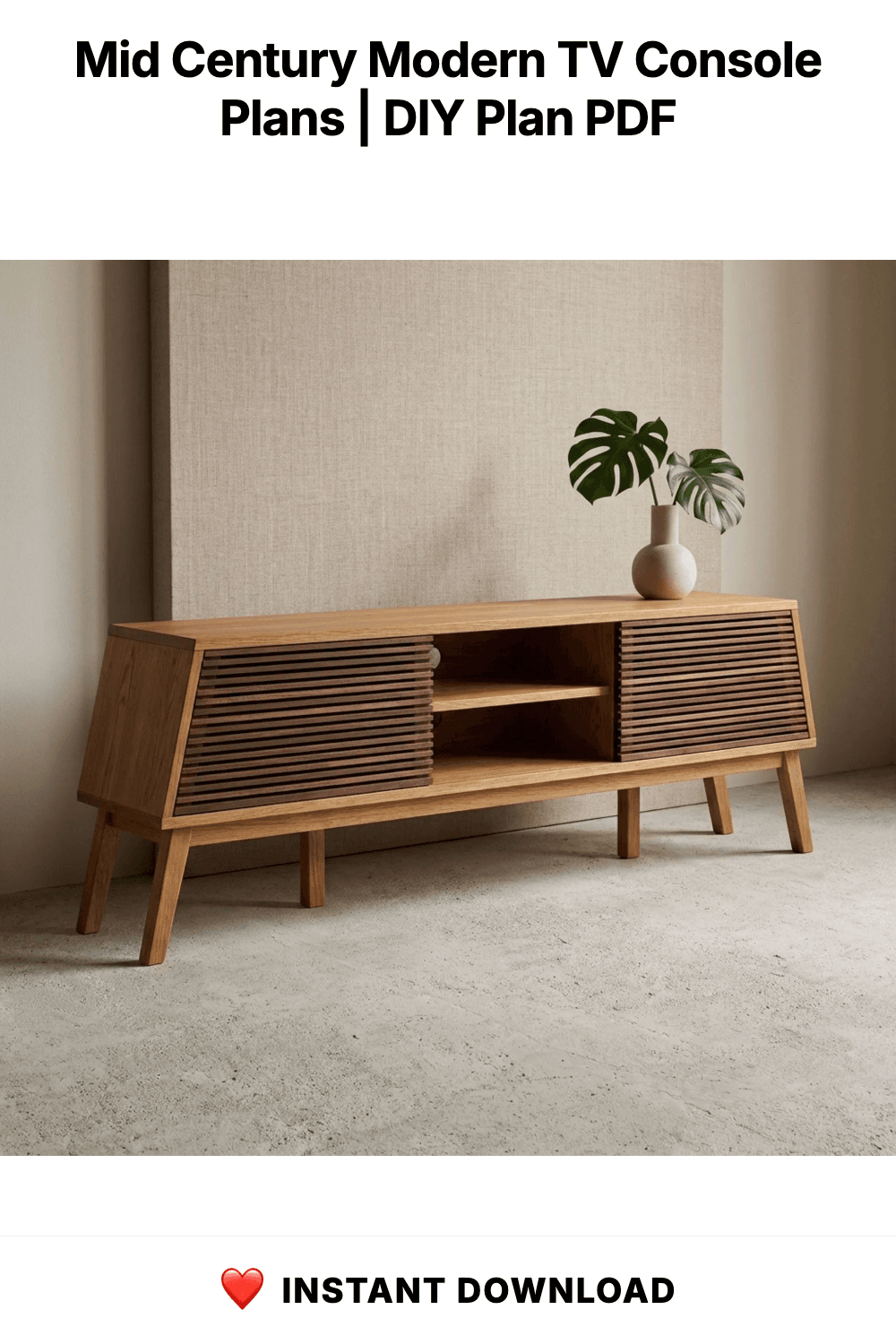 Mid Century Modern TV Console Plans | Slatted Doors Woodworking PDF