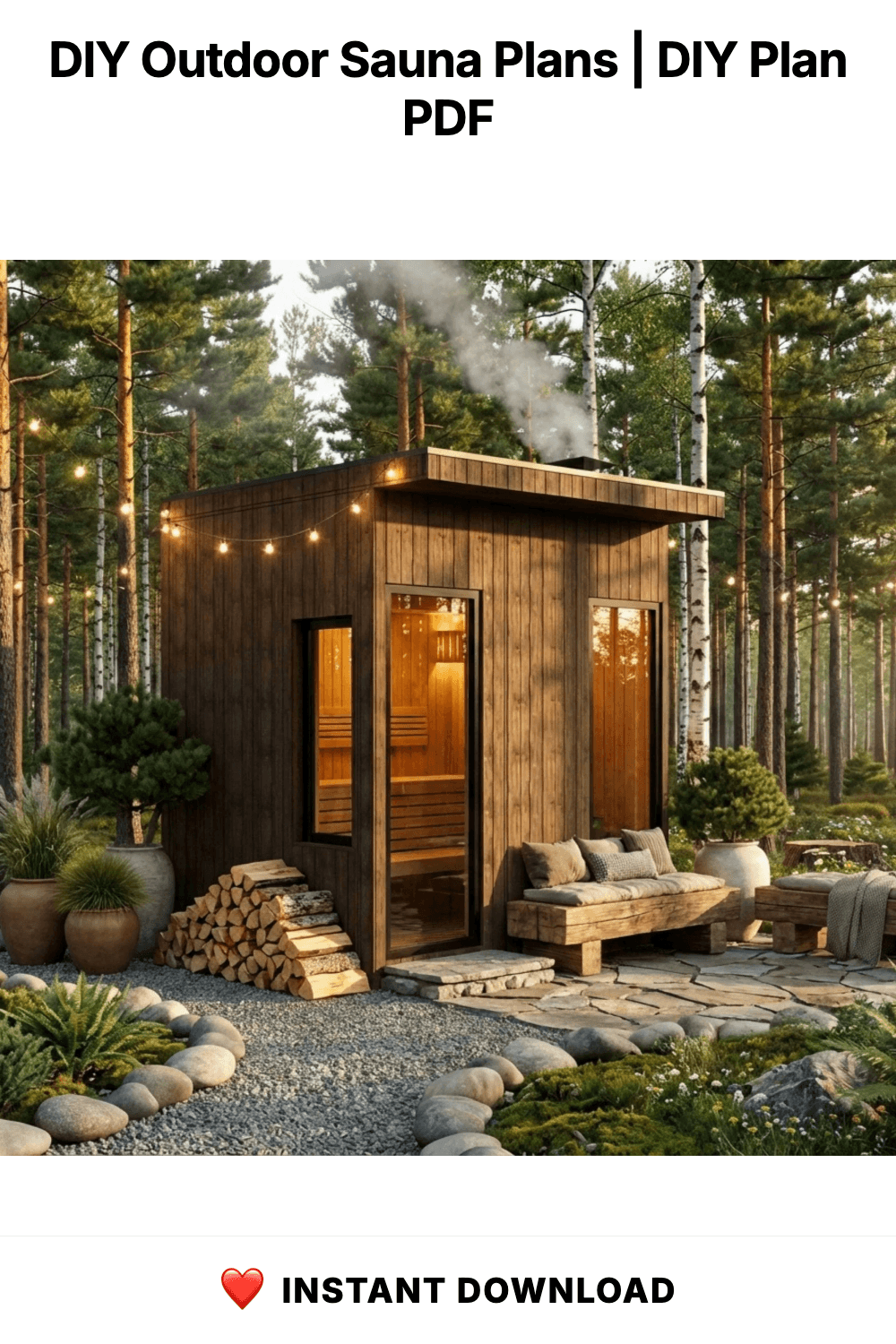DIY Outdoor Sauna Plans | 6x8 ft Wood Sauna Blueprint (Digital Download)