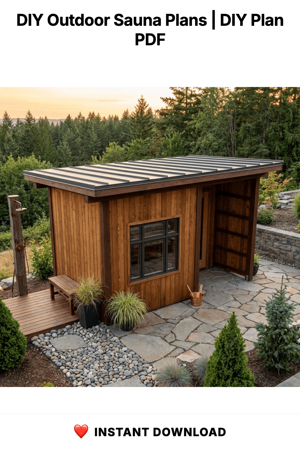 DIY Outdoor Sauna Plans | Modern Sauna Blueprints PDF | Sauna With Window | Sauna With Shower Plans | Backyard Sauna Building Design