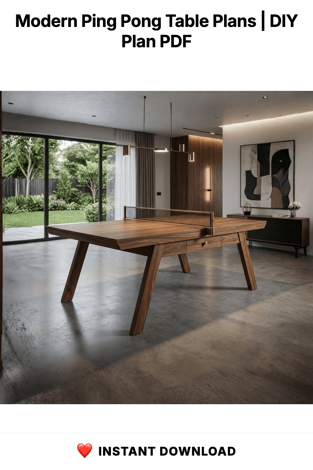 Modern Ping Pong Table Plans | DIY Game Table Blueprint (PDF Download)
