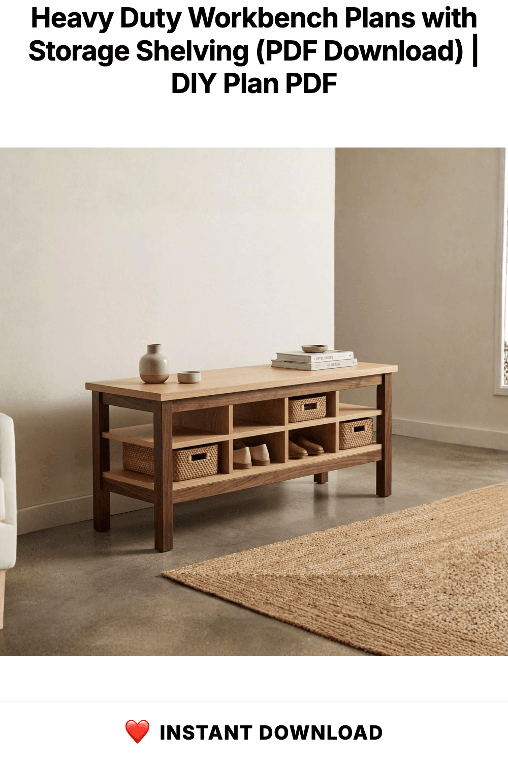 Heavy Duty Workbench Plans with Storage Shelving (PDF Download)