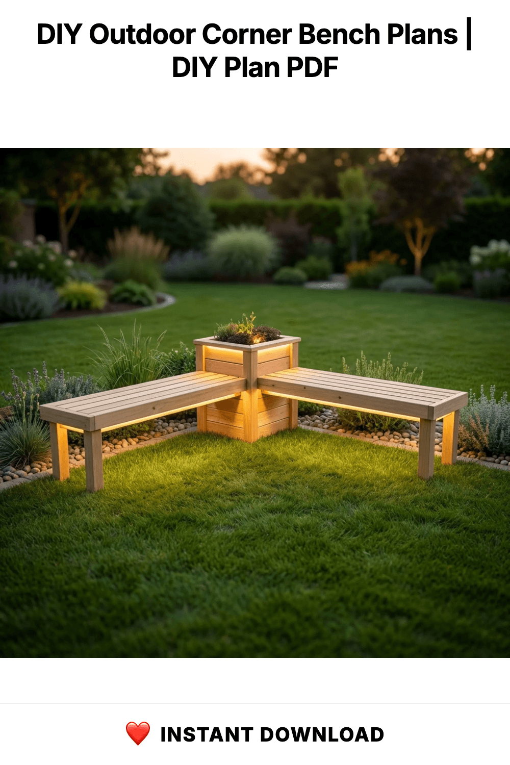 DIY Outdoor Corner Bench Plans | L Shaped Planter Bench Blueprint | Wooden Garden Seating PDF