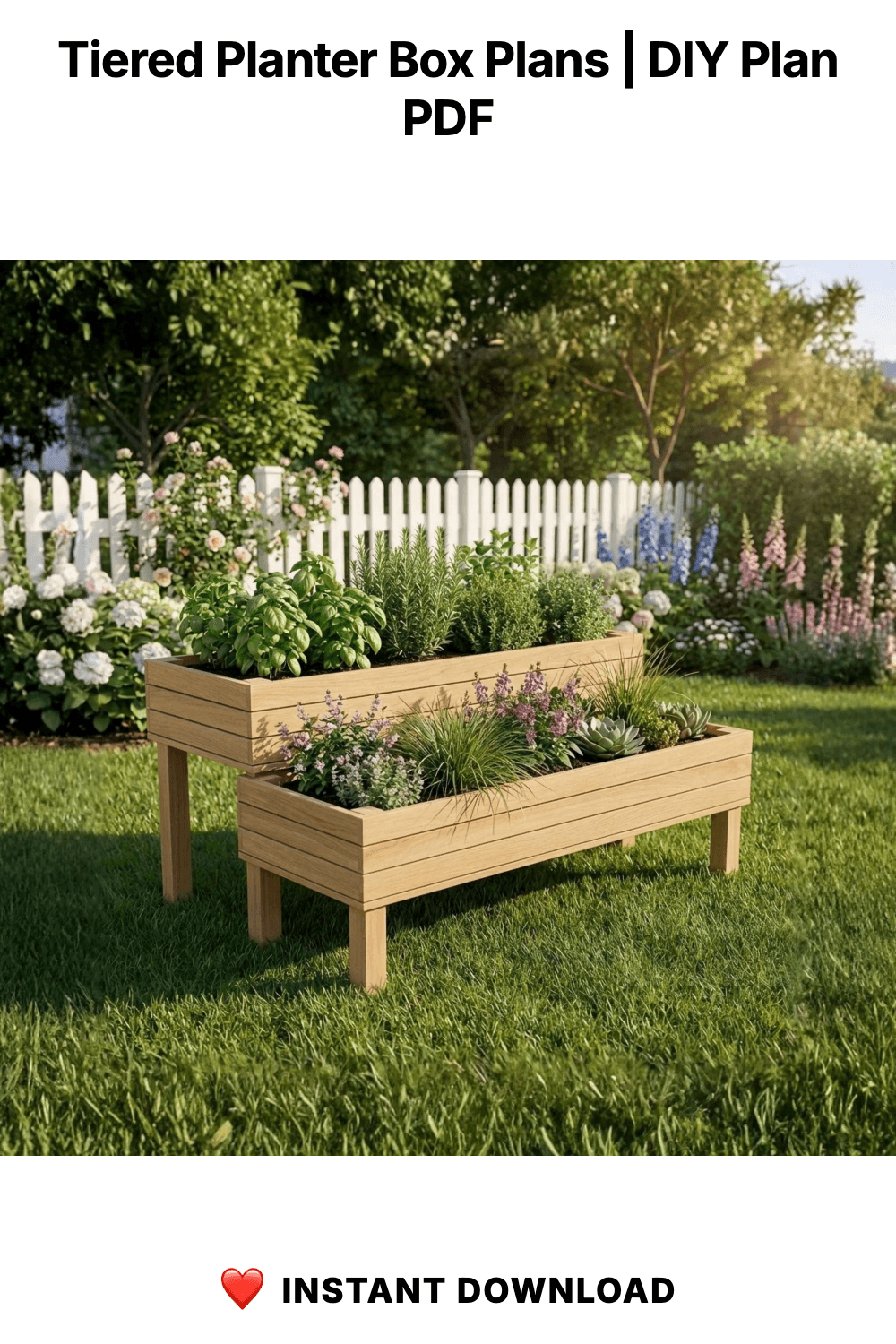 Tiered Planter Box Plans | Wooden Garden Build Guide (PDF Download)