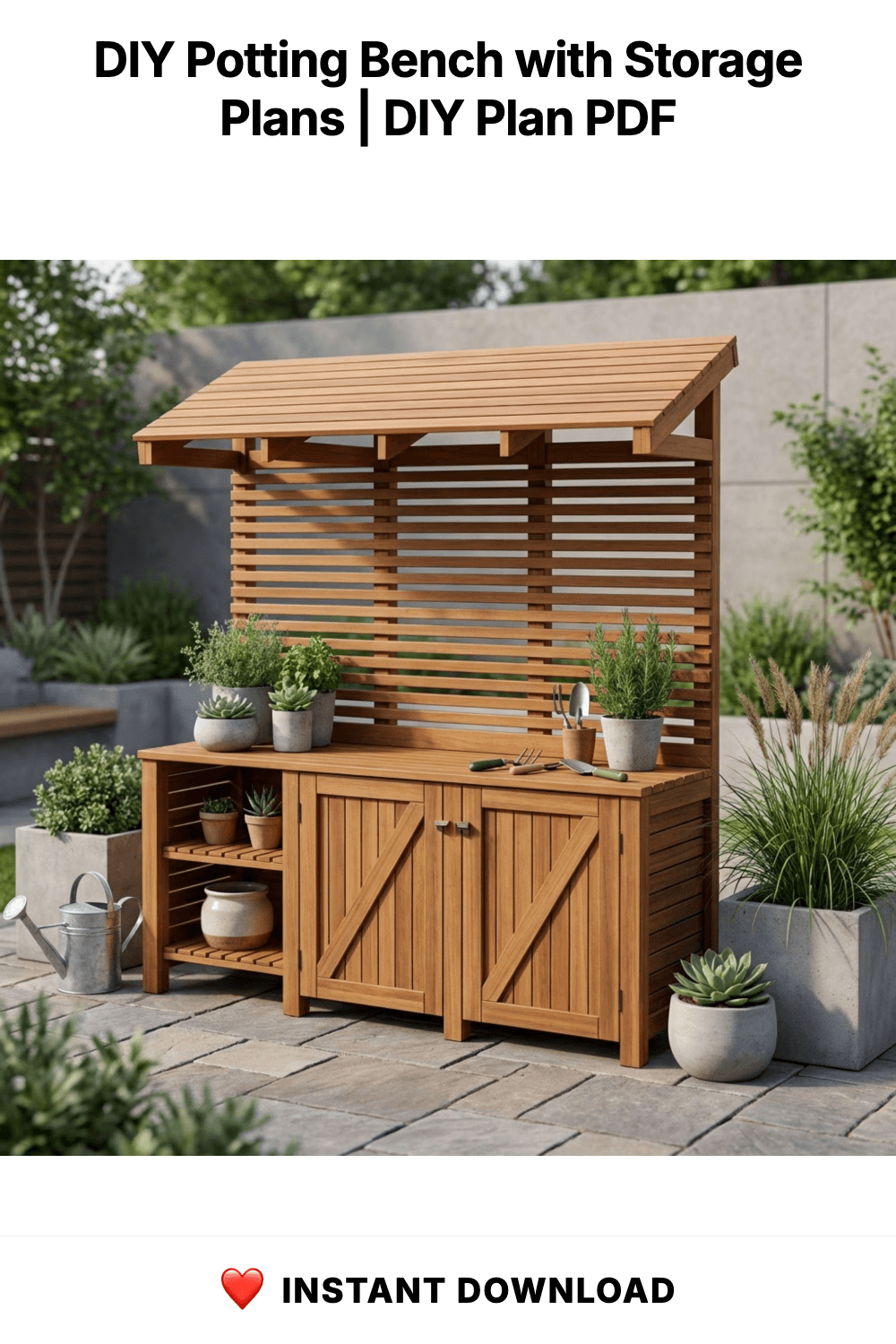 DIY Potting Bench with Storage Plans | Potting Station Blueprint | Garden Workbench PDF