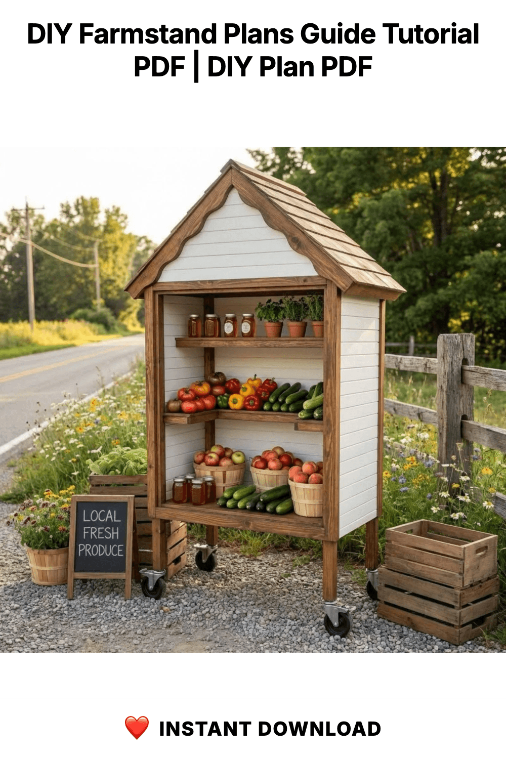 DIY Farmstand Plans Guide Tutorial PDF | Driveway Roadside Veggie Flower Honey Soap Eggs Bakery Market Stand Cart - Instant Download